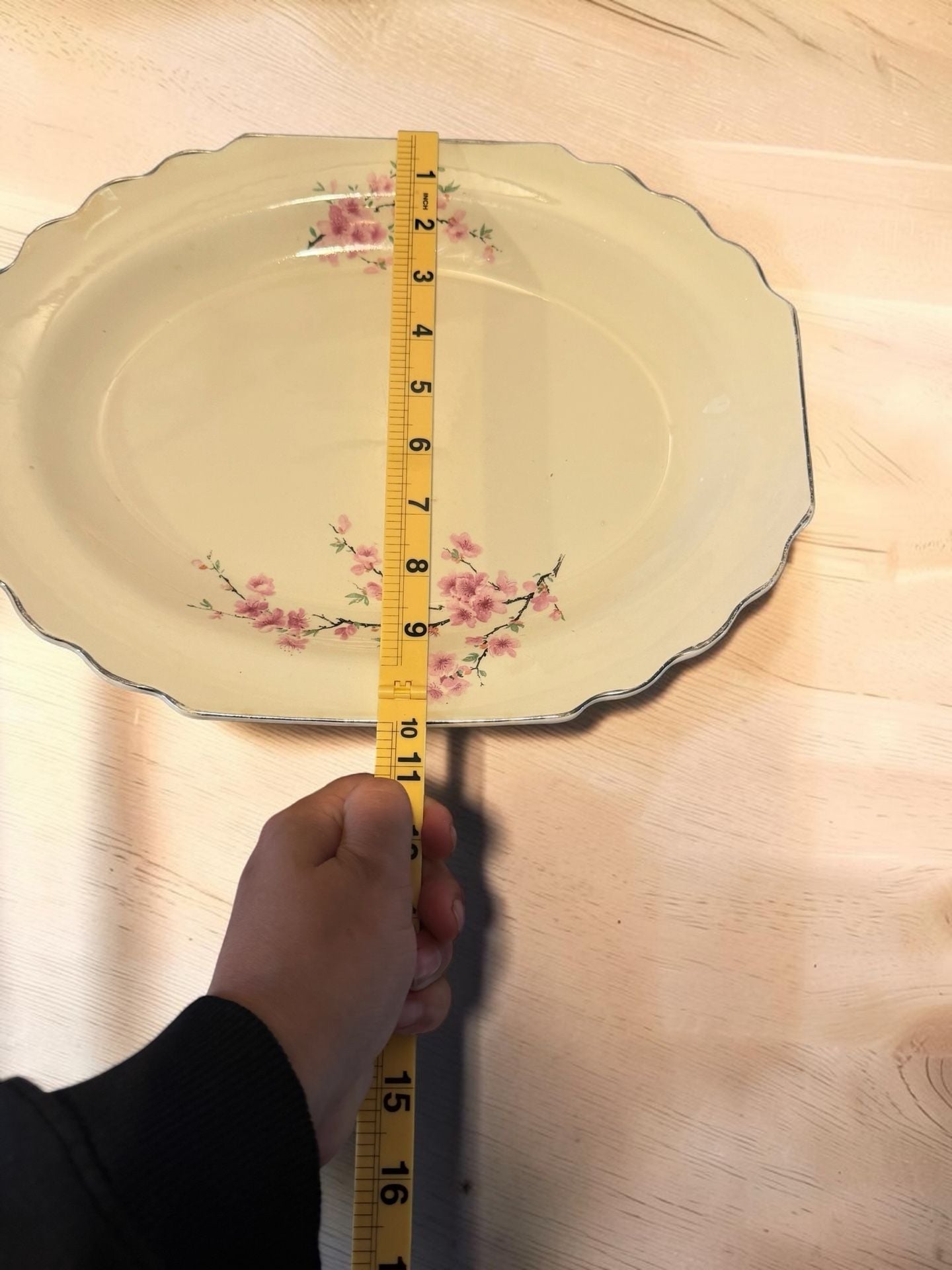 W. S. George Lido Canarytone Pink Floral Serving Platter 4