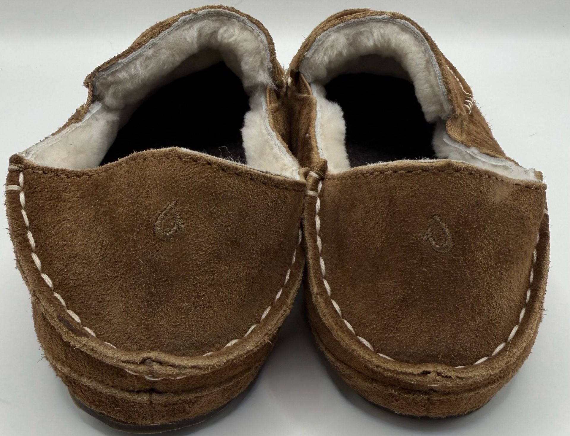 OluKai Nohea Slipper Size US W6 Brown Suede Shearling 4