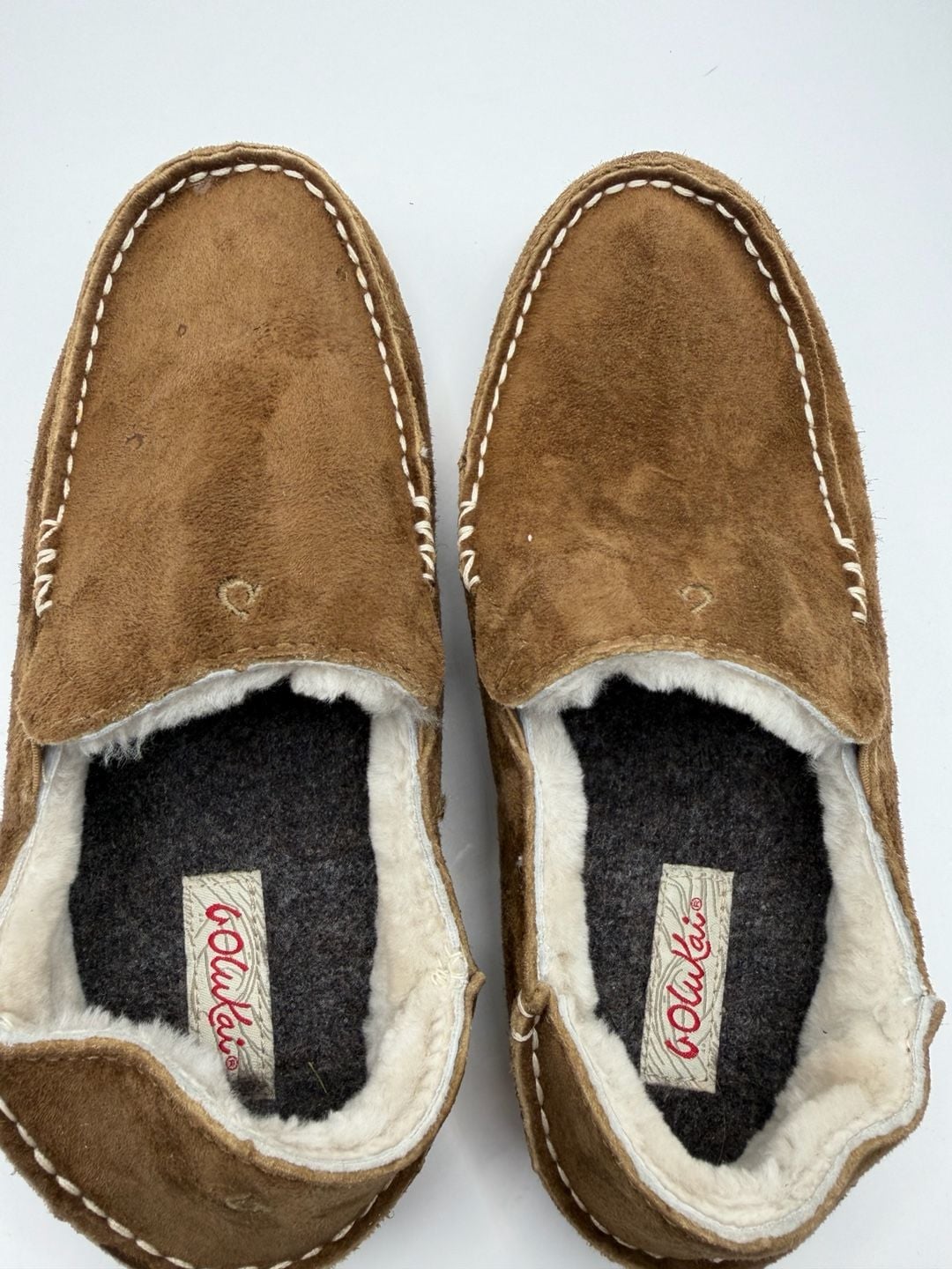 OluKai Nohea Slipper Size US W6 Brown Suede Shearling 7
