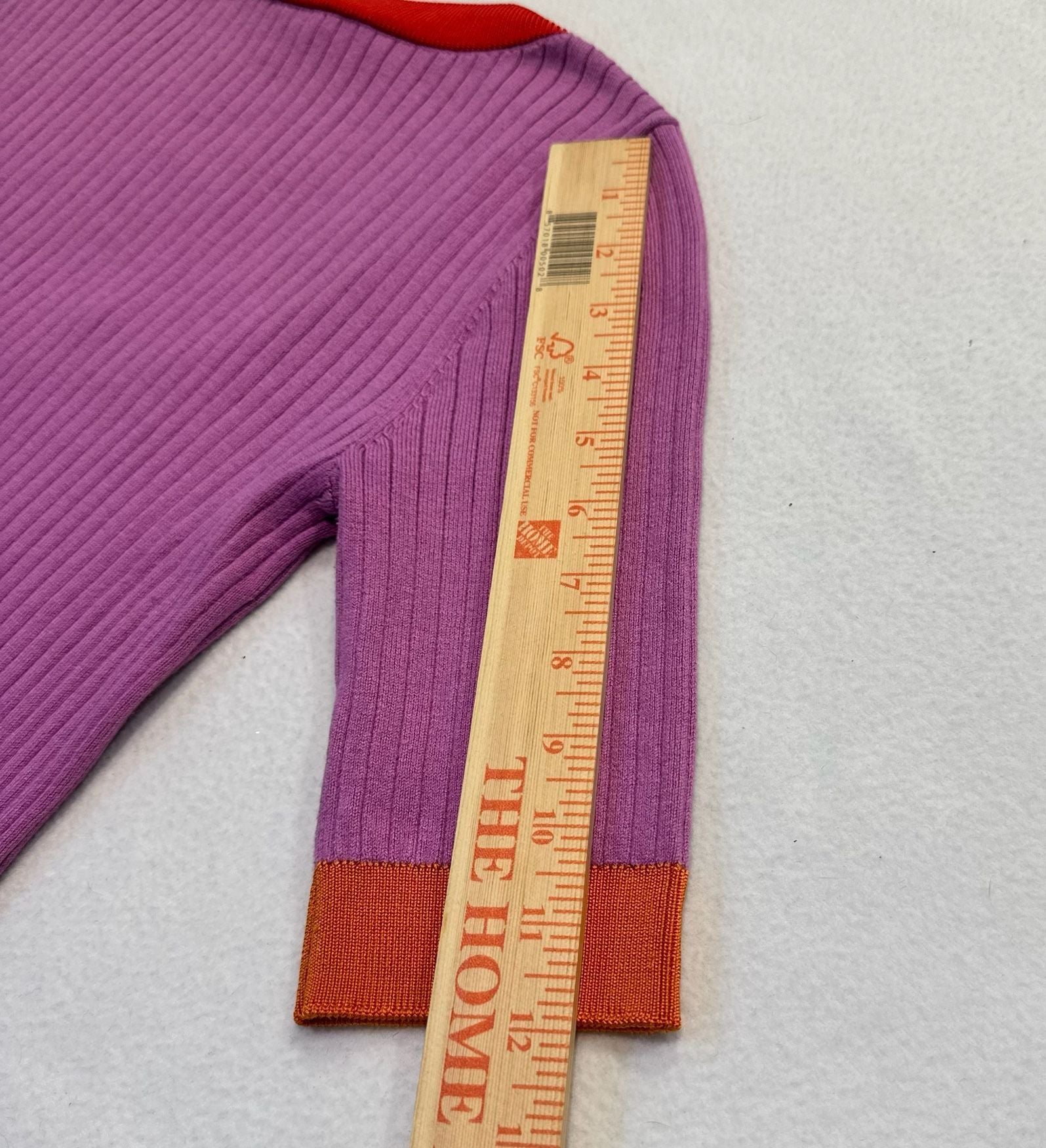 Ann Taylor Women’s M Purple Ribbed Knit Colorblock Scoop Neck Short Sleeve Top 5