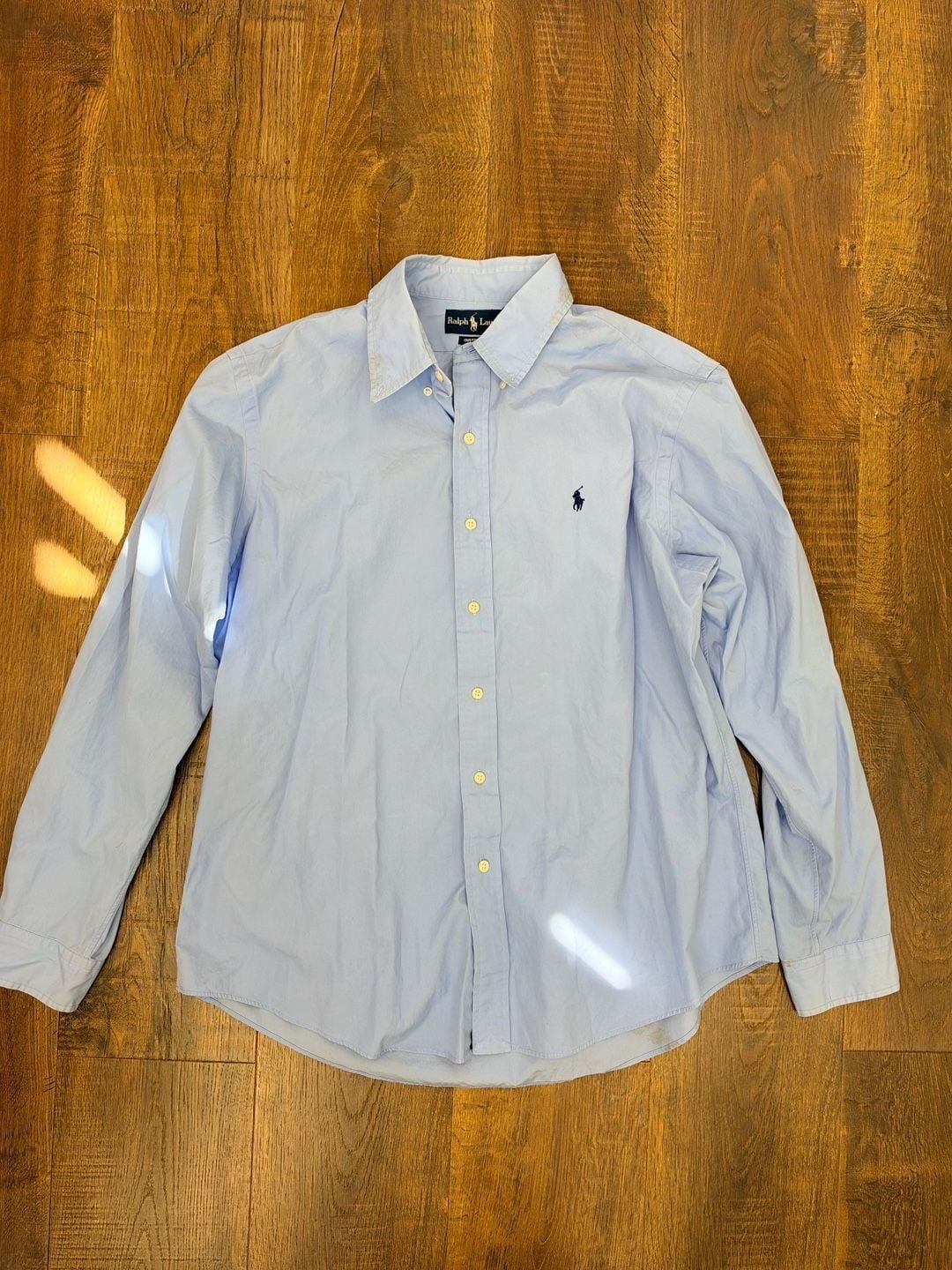Ralph Lauren Button Down Shirt XL Light Blue Long Sleeve Custom Fit 3