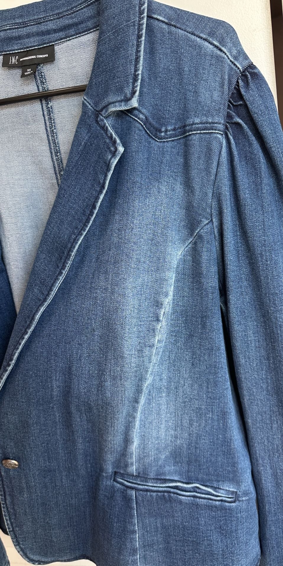 INC International Concepts Denim Blazer Size 3X Blue Jacket 5