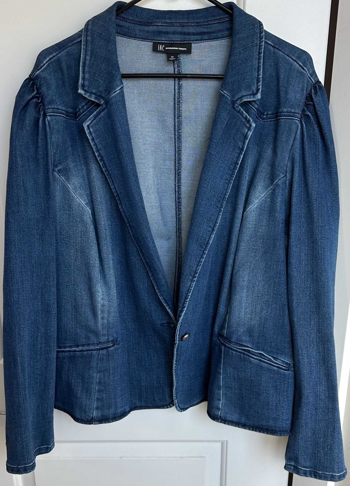 INC International Concepts Denim Blazer Size 3X Blue Jacket 2