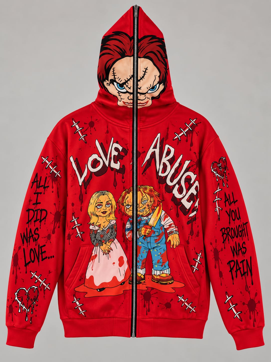 Reyzerati Love Abuser Chucky Limited Edition Full-Zip Hoodie Red Size: Large New 9