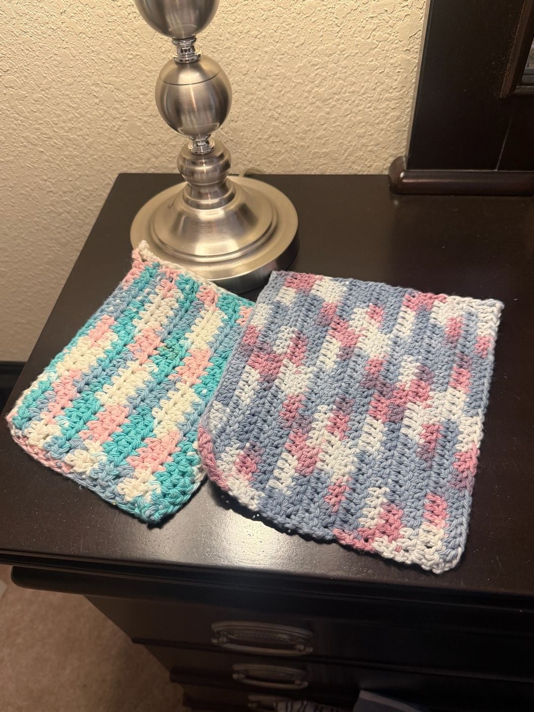 Handmade Crochet Potholders Dishcloths Set Pastel Cotton 2