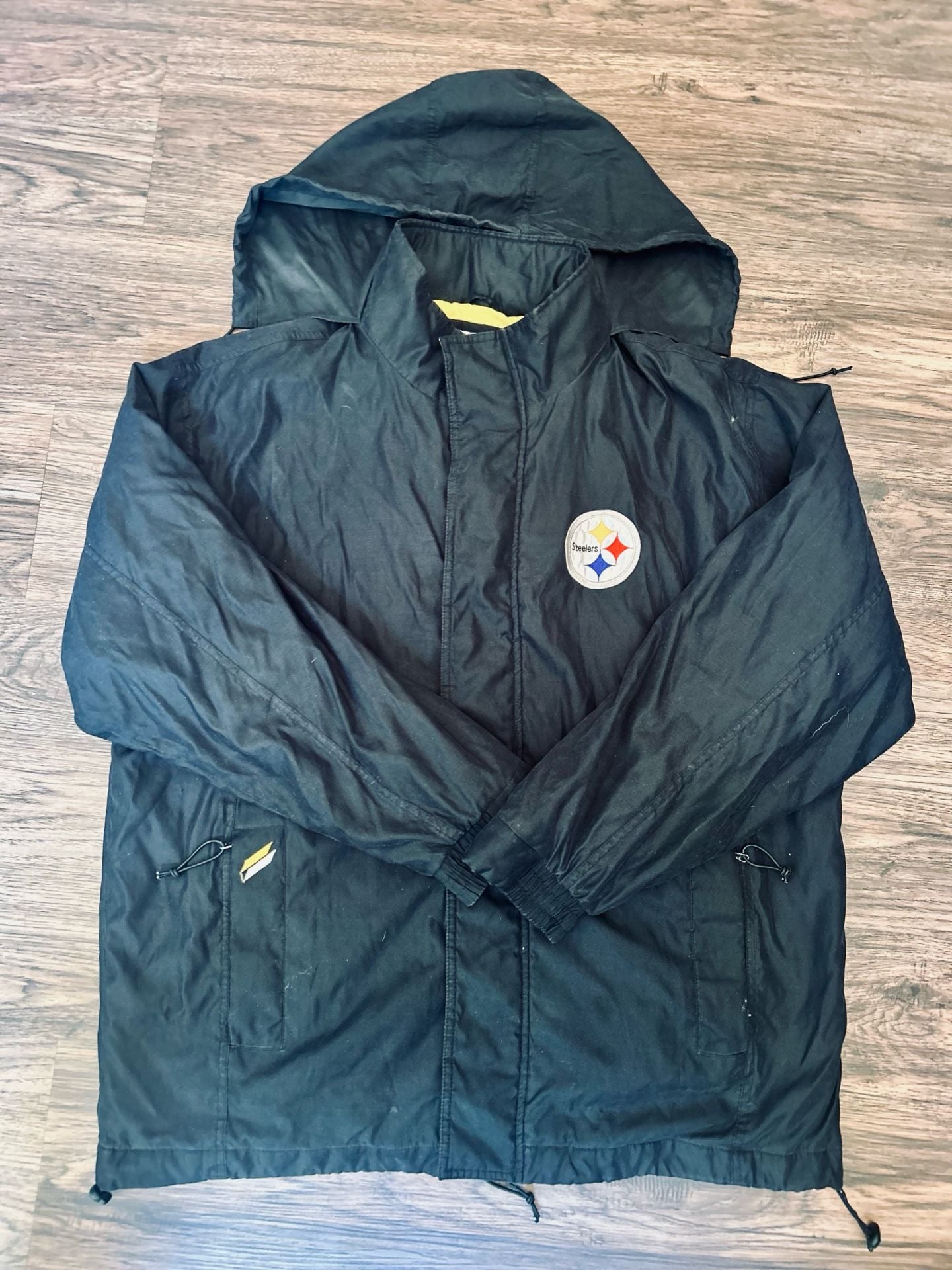 G III Carl Banks Pittsburgh Steelers Jacket Black Hooded NFL size XL 2