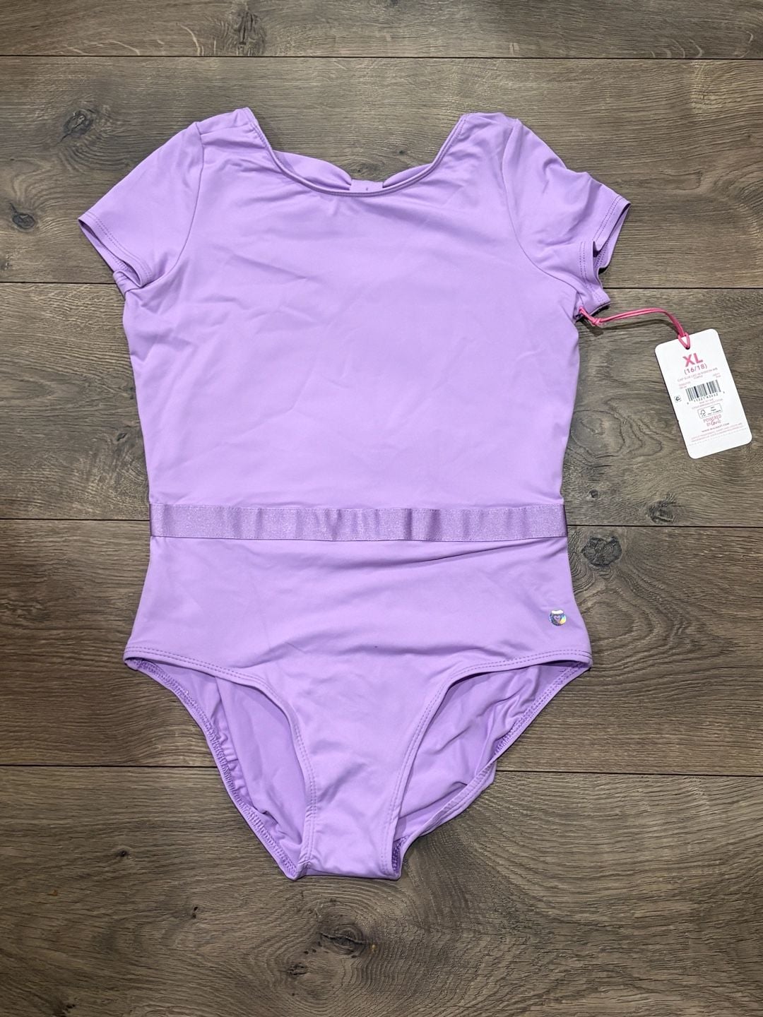 NWT Justice Cap Sleeve Leotard with Ribbon WB Size XL (16/18) Purple 6
