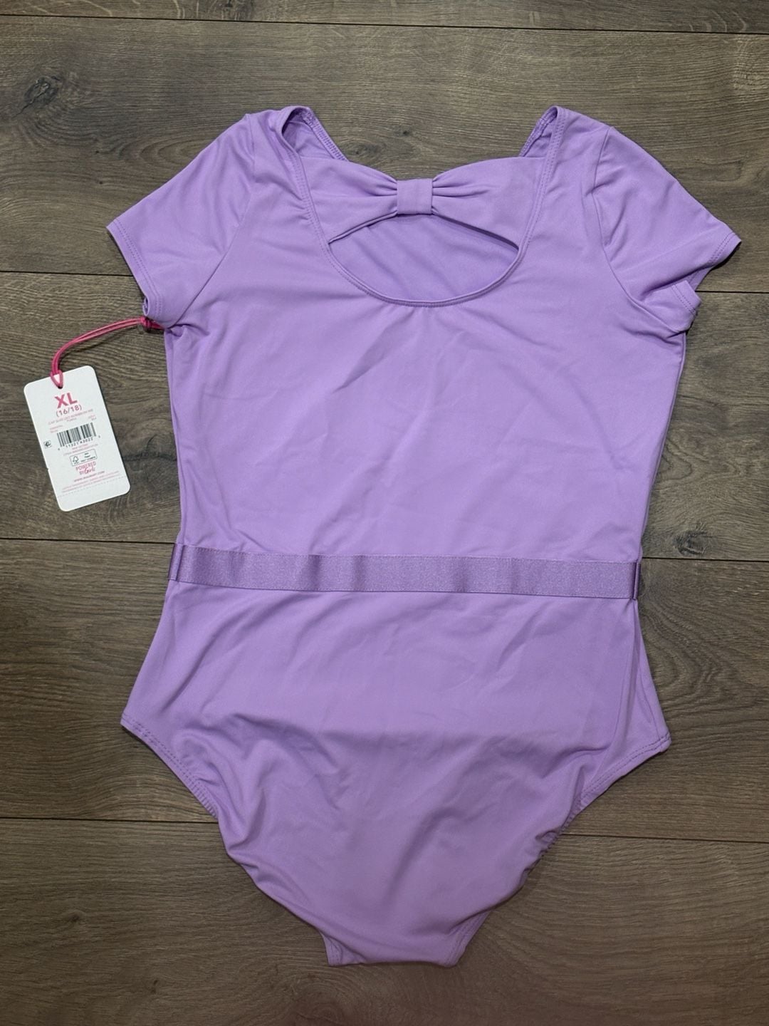 NWT Justice Cap Sleeve Leotard with Ribbon WB Size XL (16/18) Purple 8