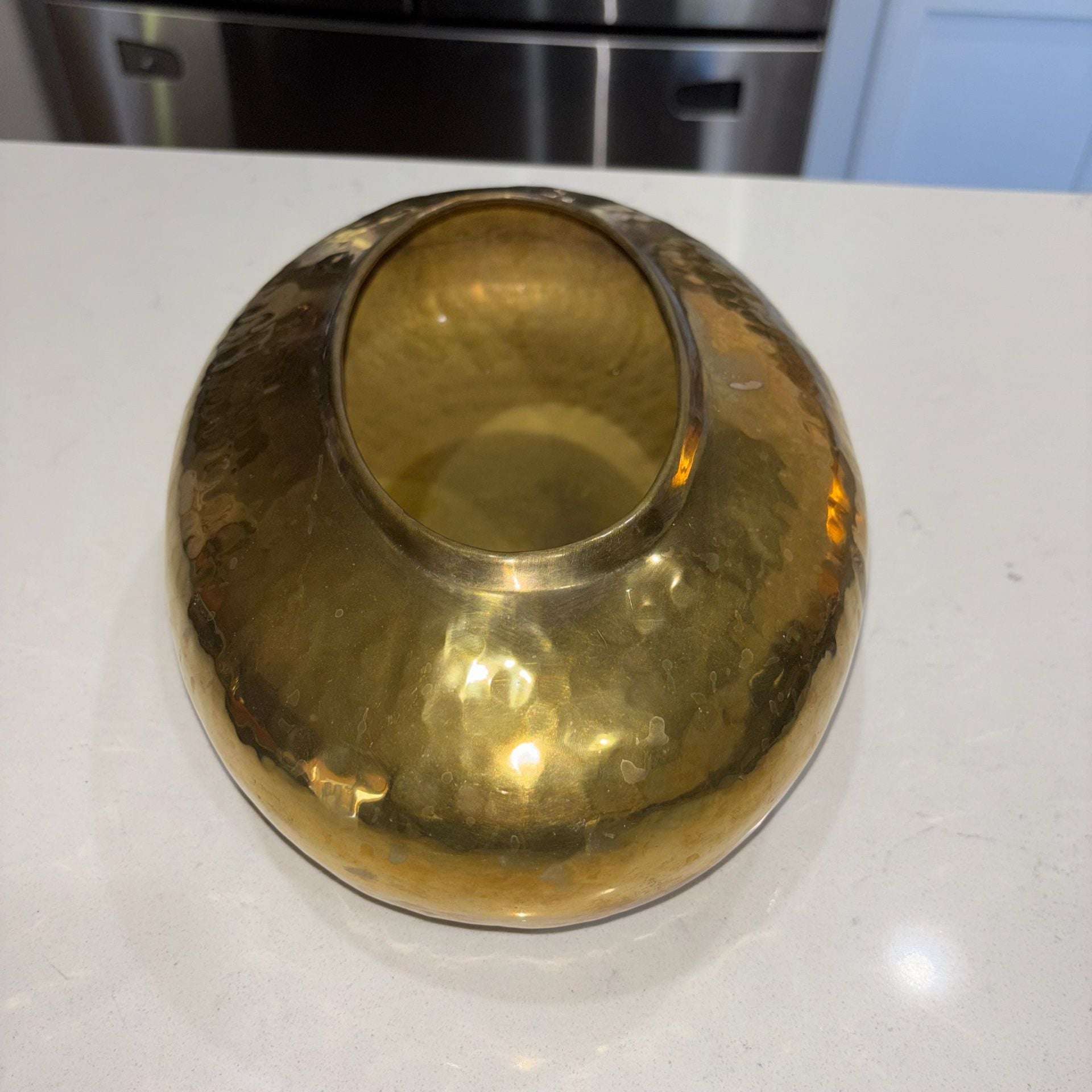 Vintage Brass Hammered Oval Planter Centerpiece Bowl 3