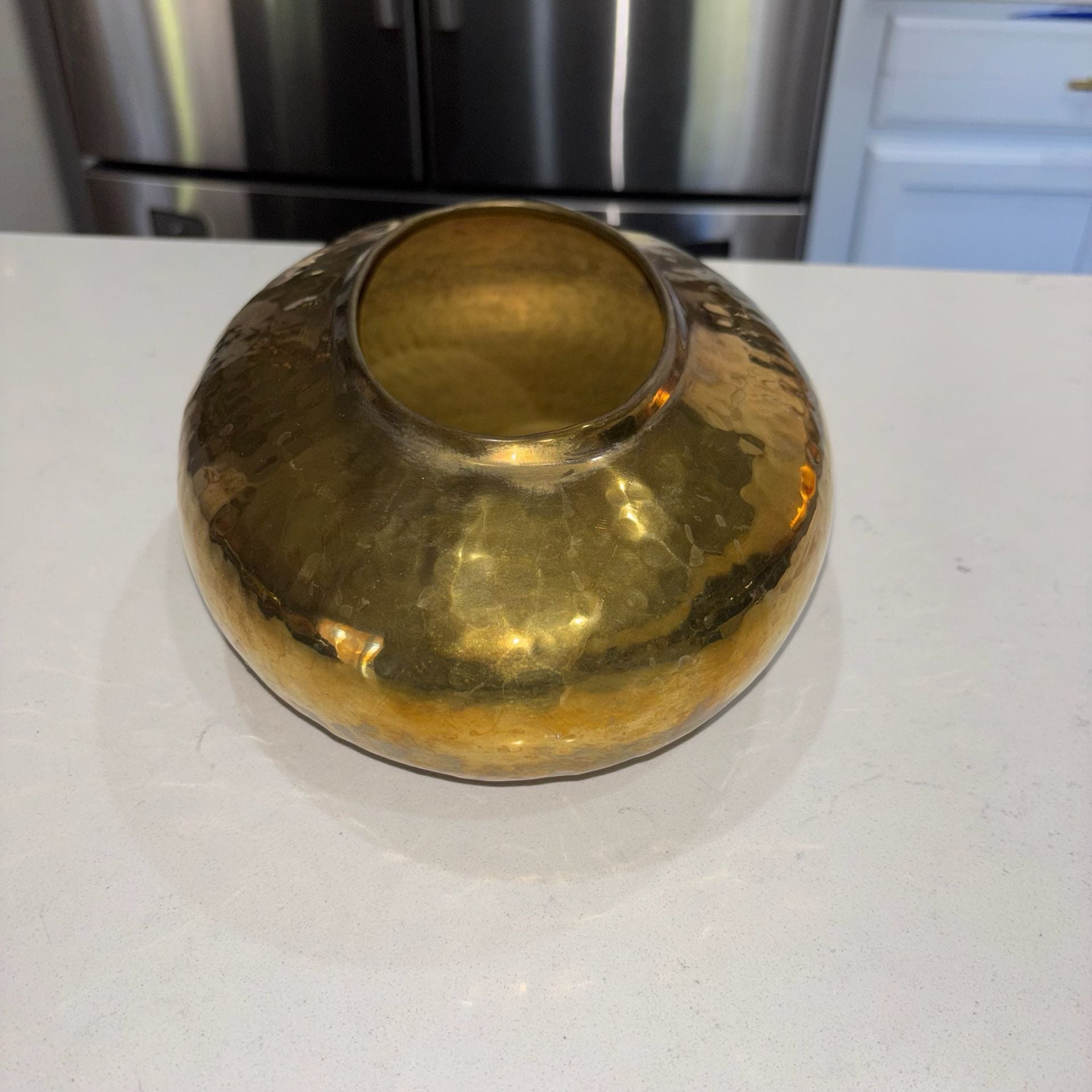 Vintage Brass Hammered Oval Planter Centerpiece Bowl 5