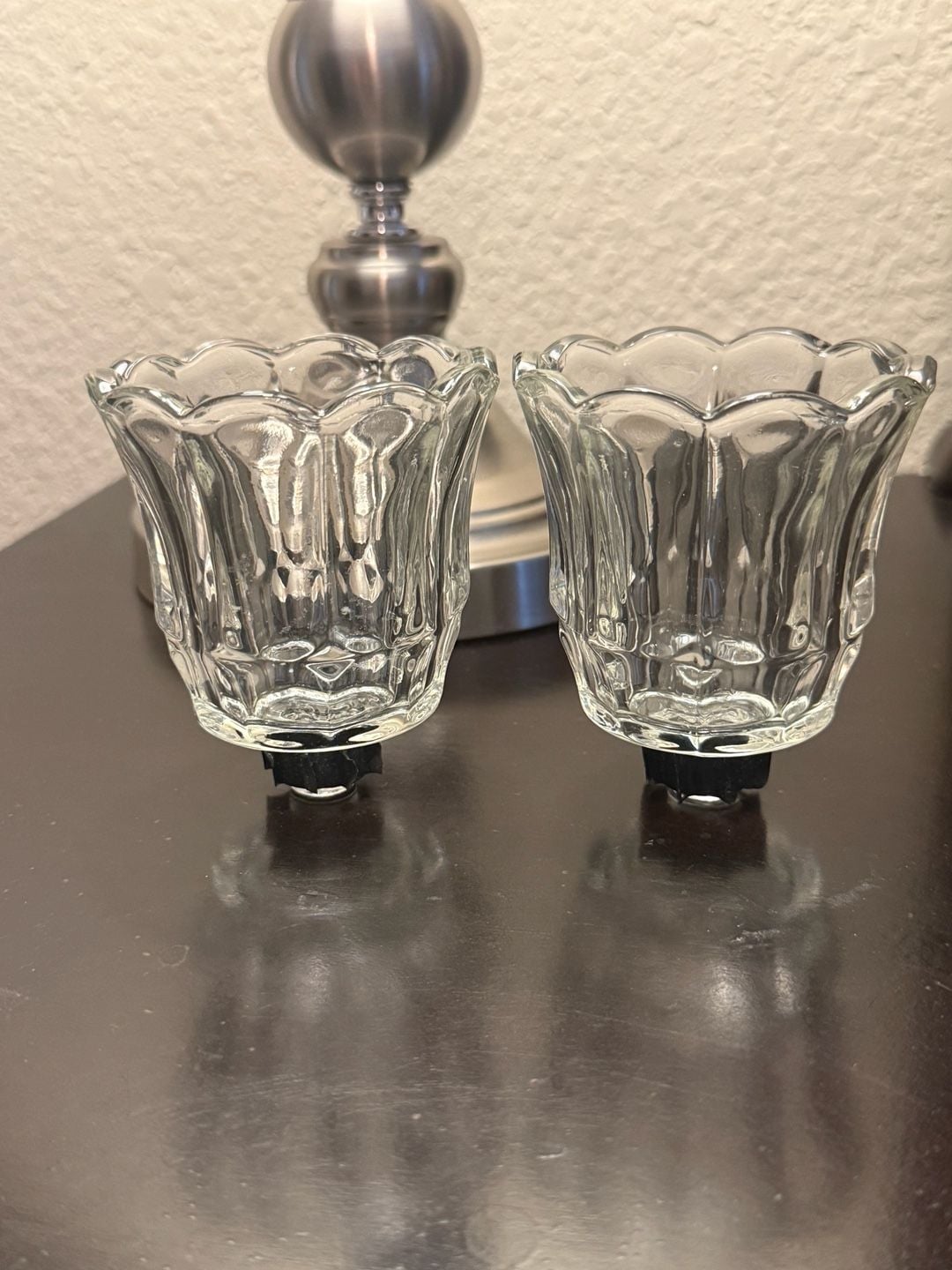 Homco Clear Glass Tulip Peg Votive Candle Holder Set of 2 1