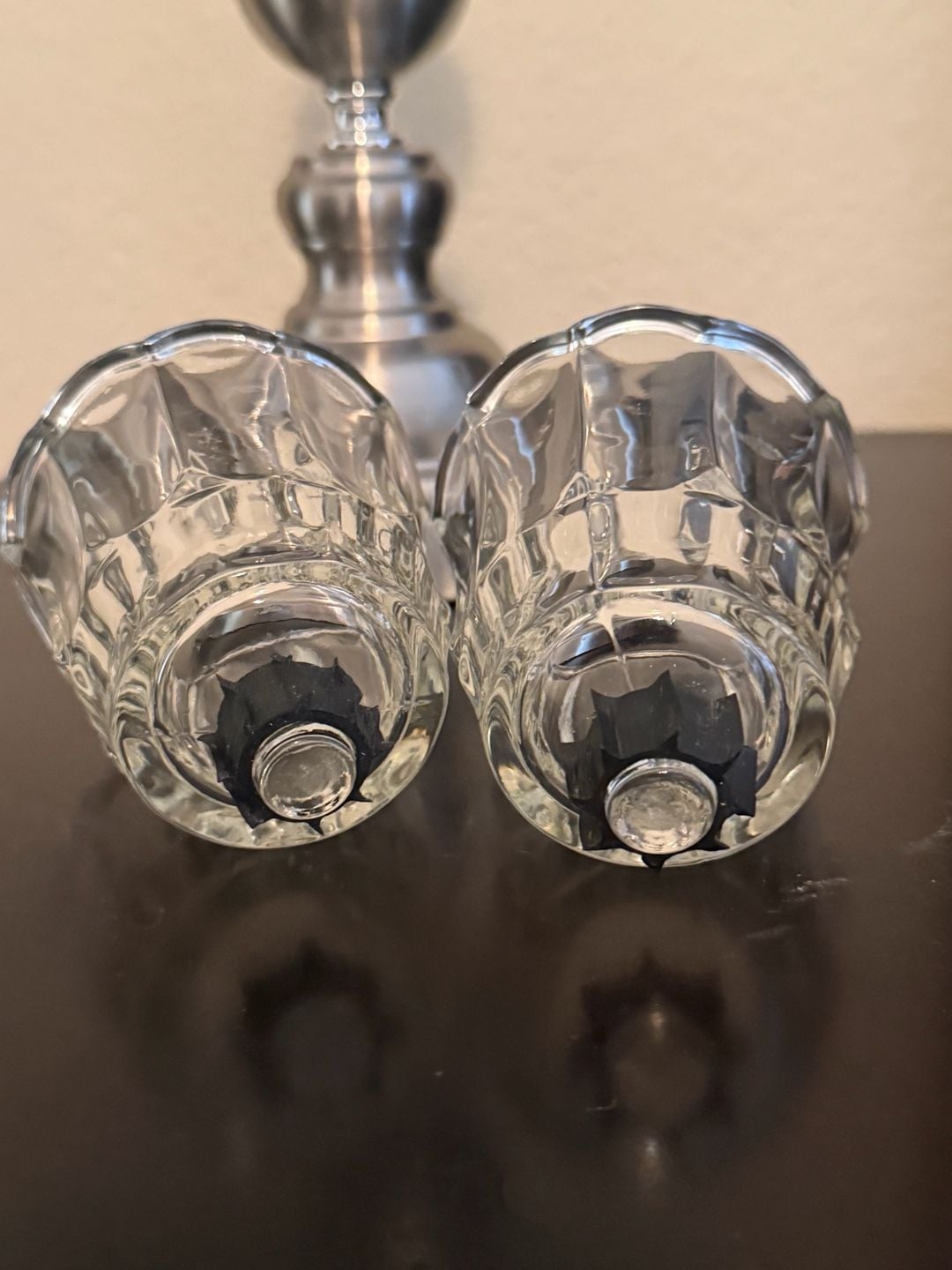 Homco Clear Glass Tulip Peg Votive Candle Holder Set of 2 3