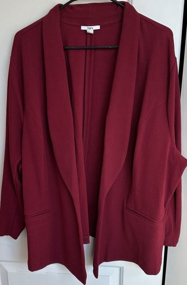 Bar III Open Front Blazer Red 2