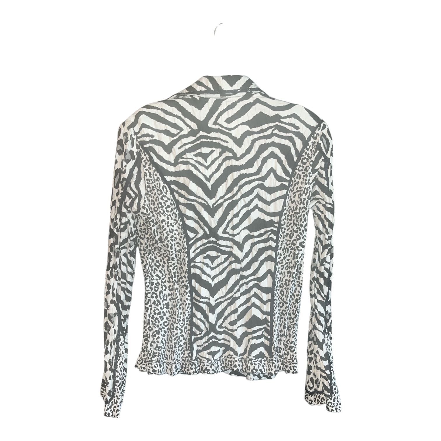 Alberto Makali Animal Print Blazer Size L Black White Beaded Lapel 3