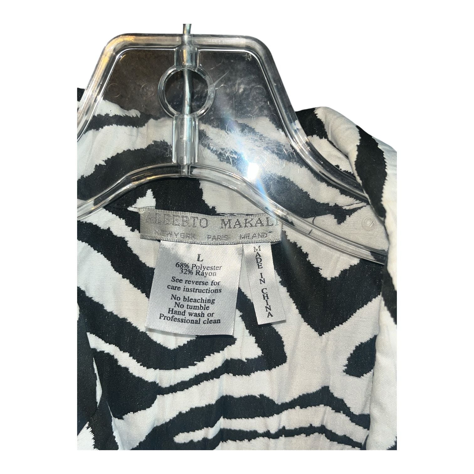Alberto Makali Animal Print Blazer Size L Black White Beaded Lapel 5