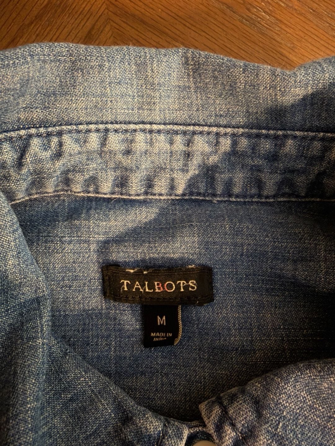 Talbots Women’s Medium Chambray Denim Button Front Shirt 100% Cotton 3