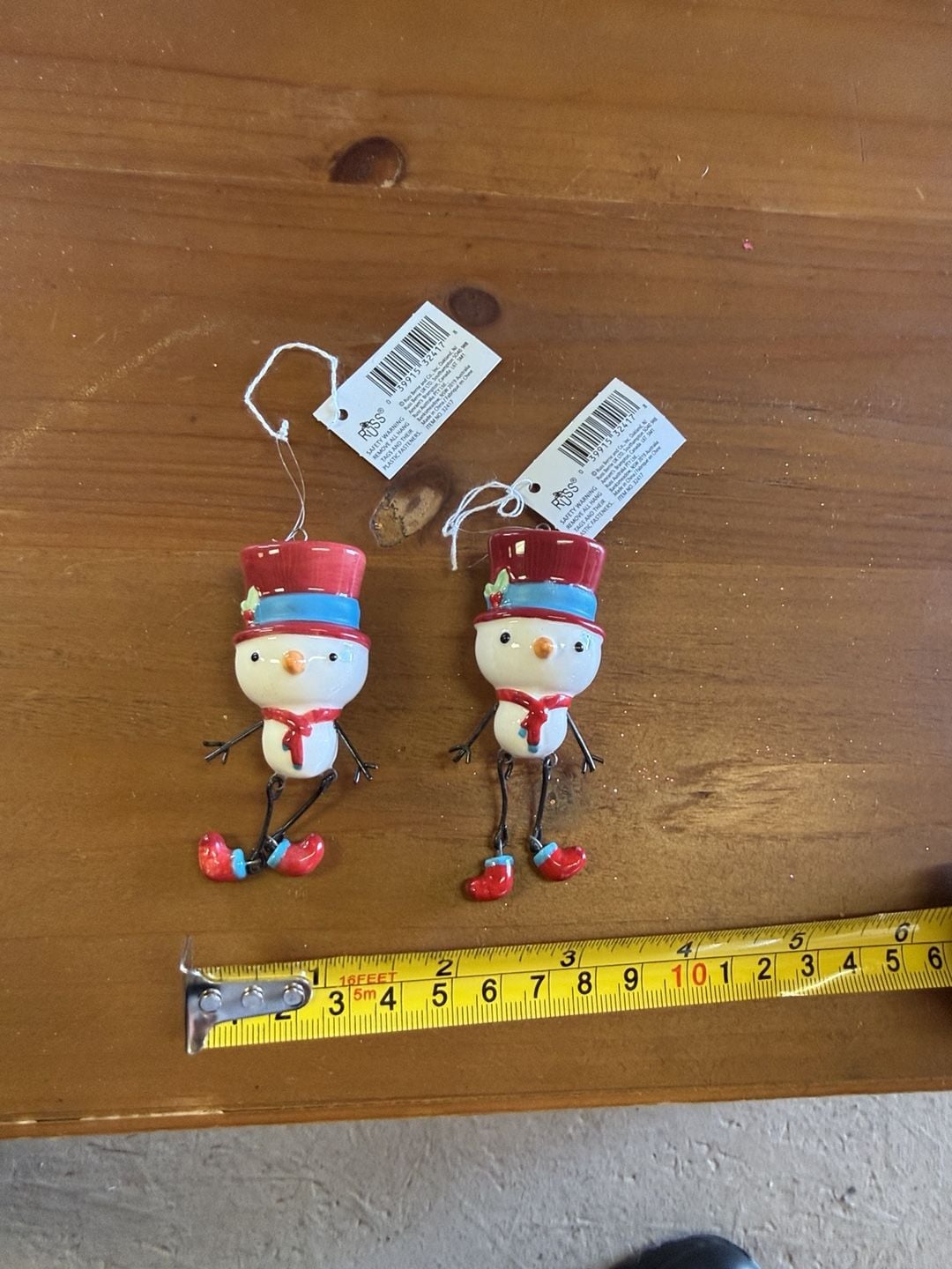 Russ Berrie Christmas Snowman Ornaments Set Of 2 1