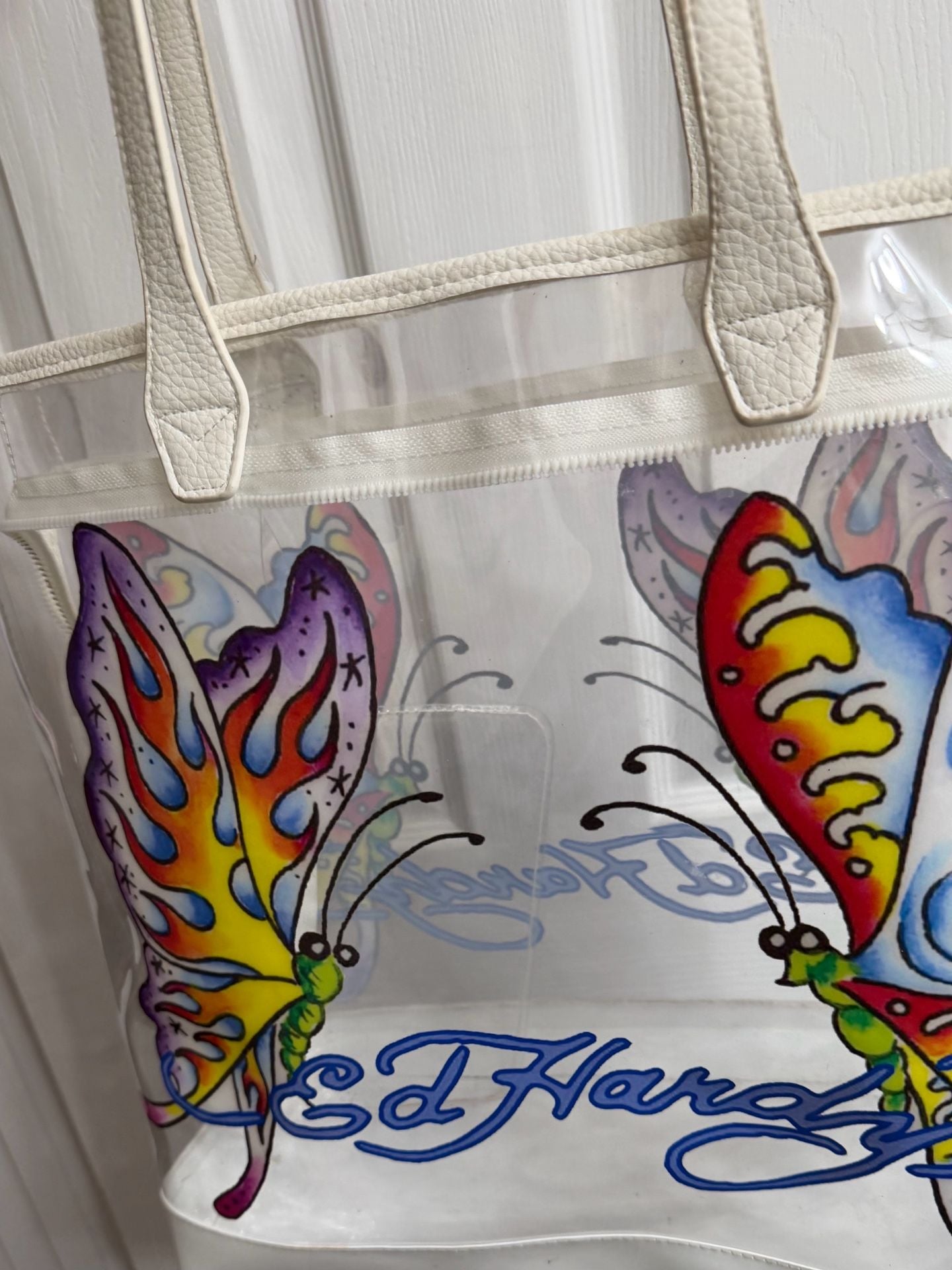 Ed Hardy Clear PVC Tote Bag with Butterfly Print 4