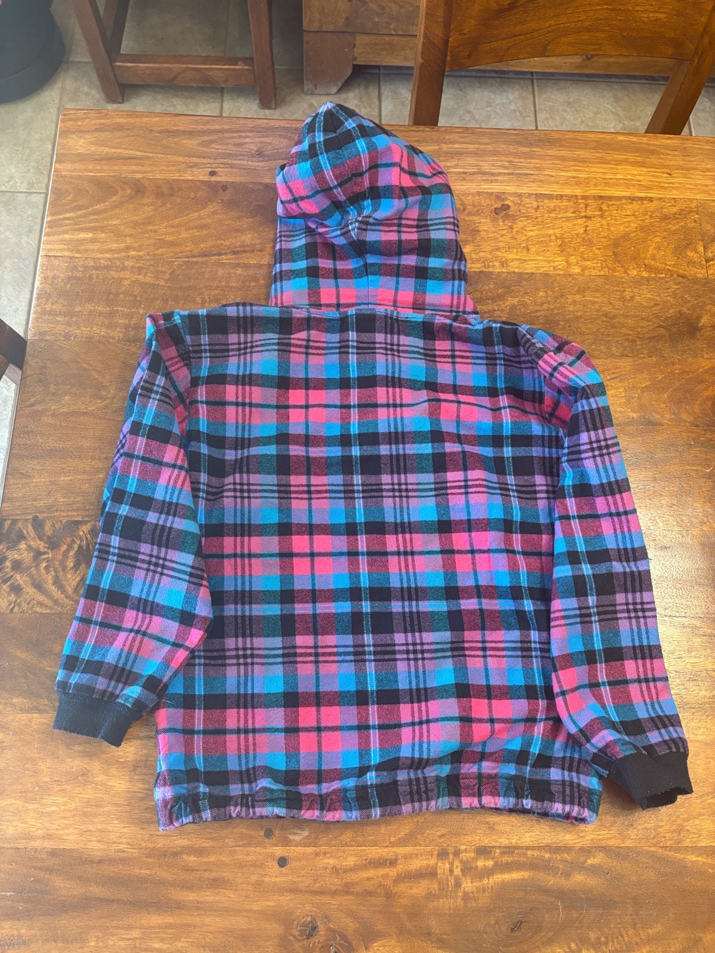 Vermont Flannel Co Hooded Flannel Pullover Size Youth 10/12 Pink Plaid 6
