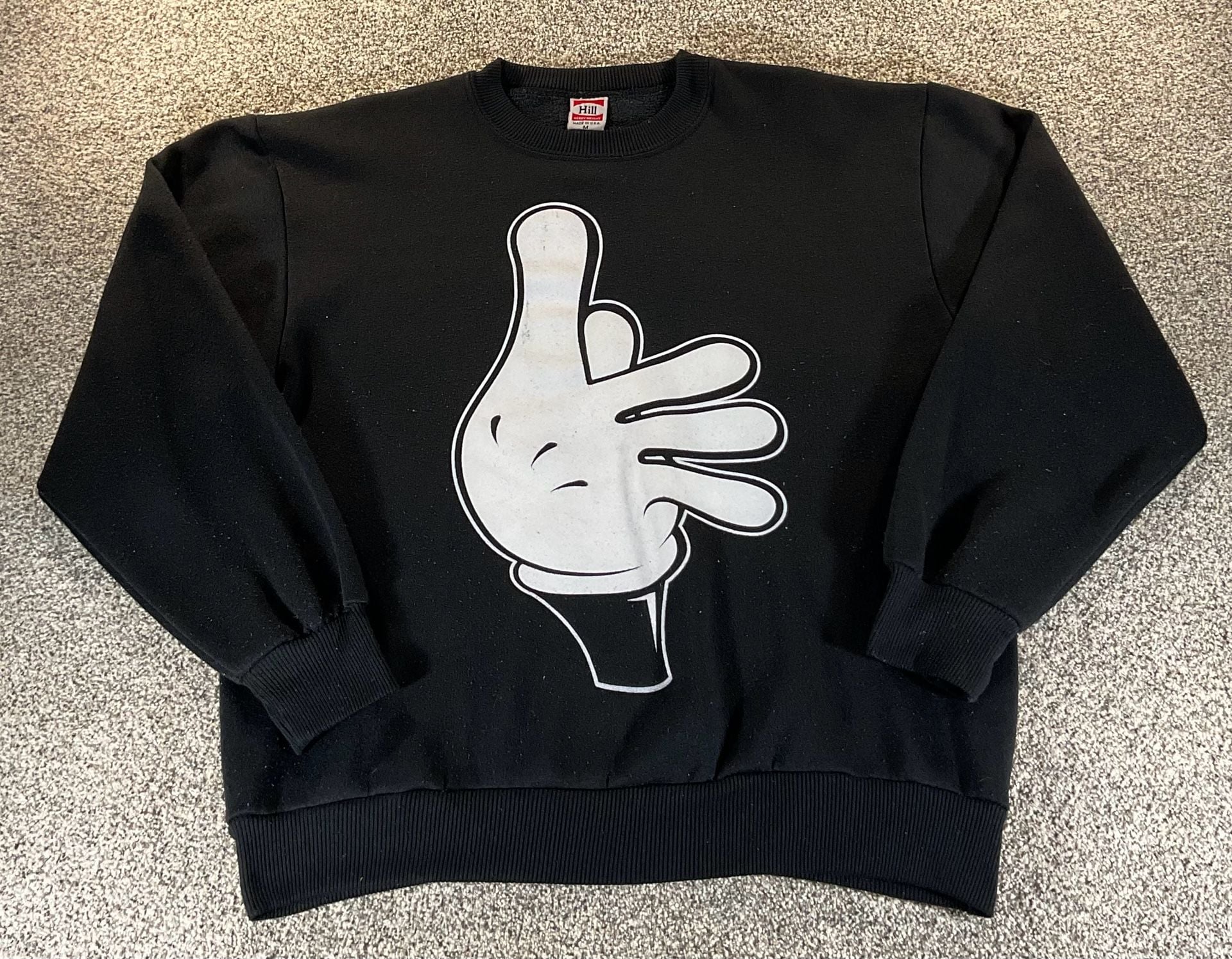 90’s Vintage God's Collection Mickey Mouse Glove Sweatshirt Size M Black 2