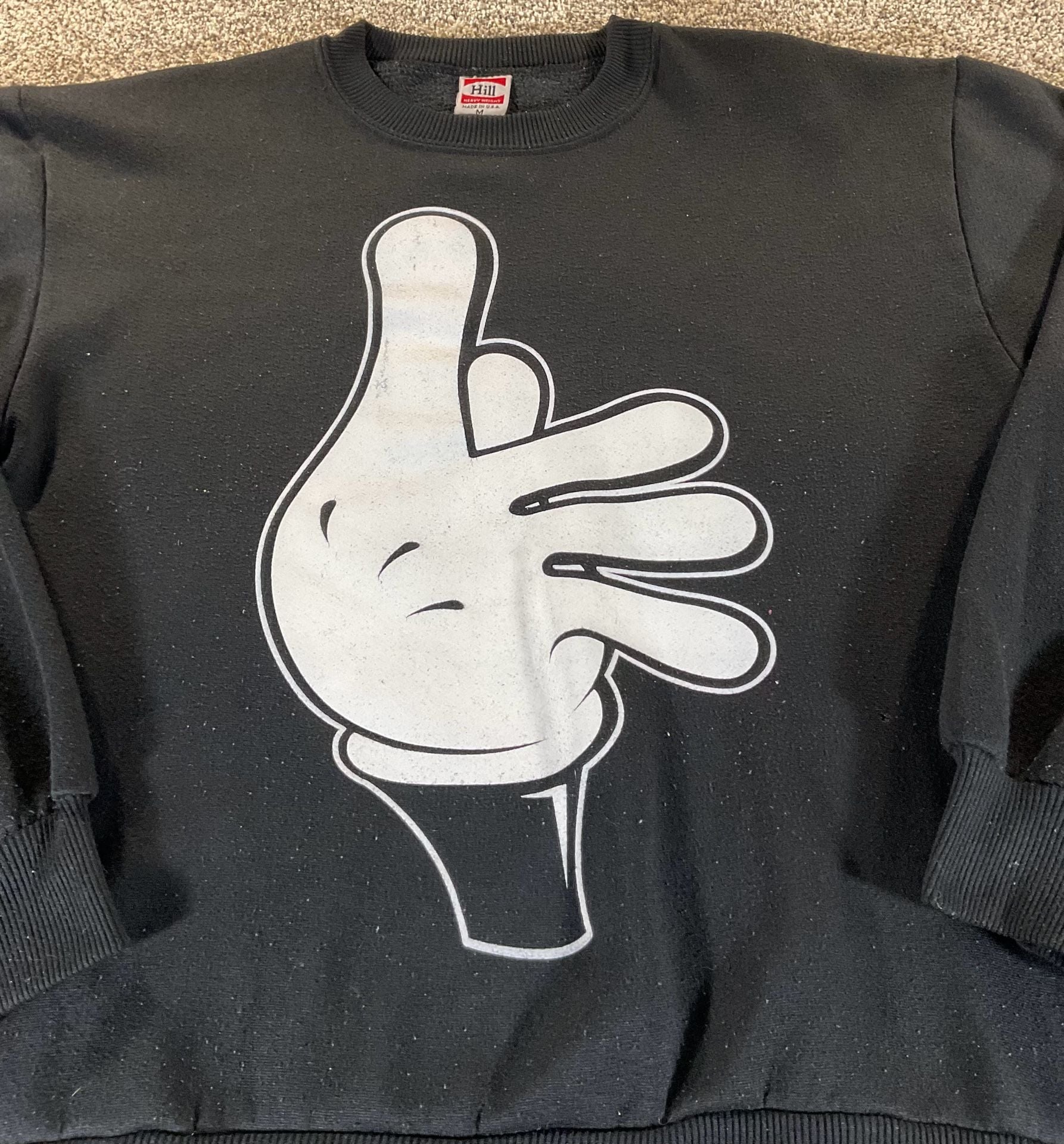 90’s Vintage God's Collection Mickey Mouse Glove Sweatshirt Size M Black 3