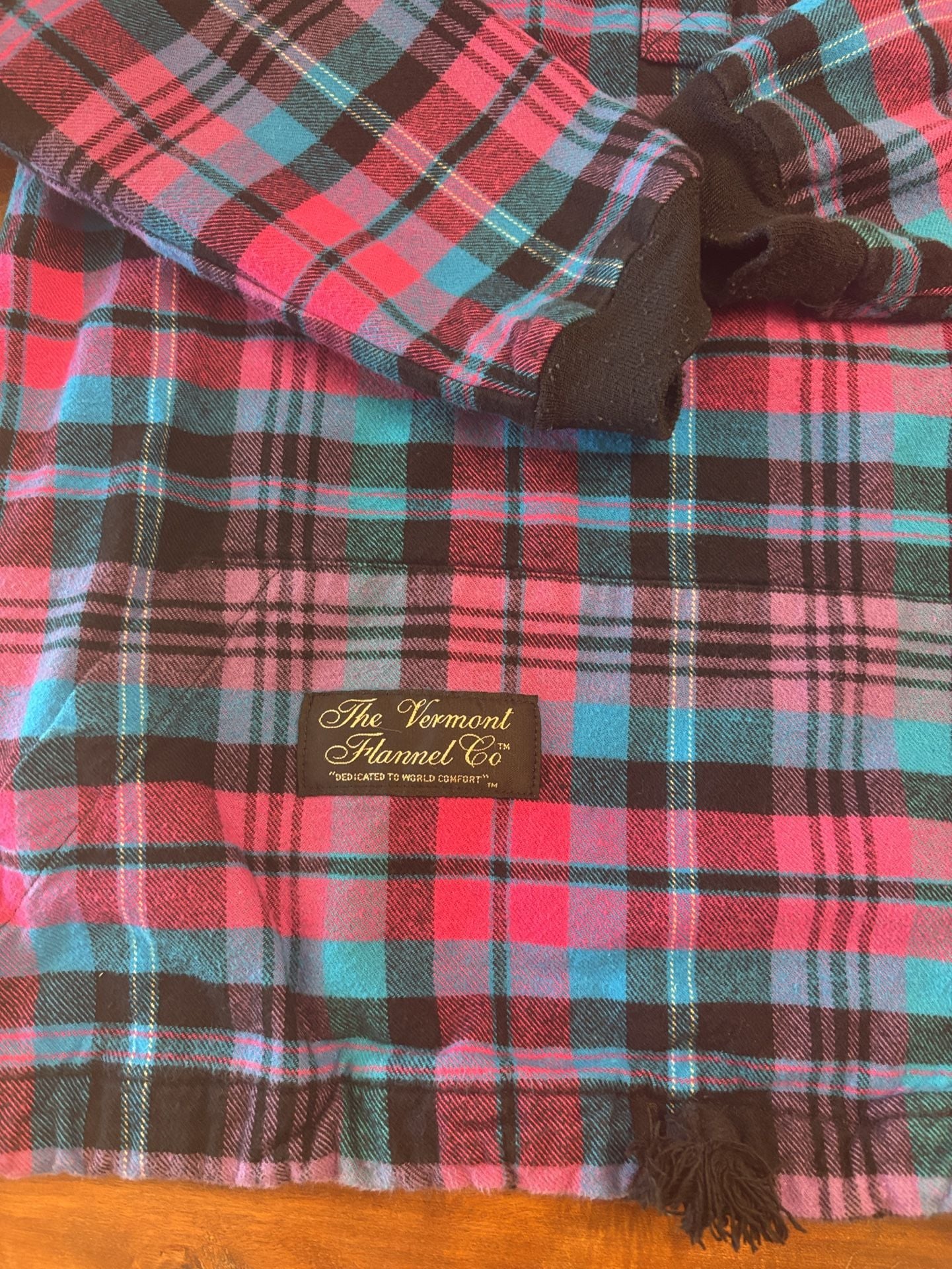 Vermont Flannel Co Hooded Flannel Pullover Size Youth 10/12 Pink Plaid 3