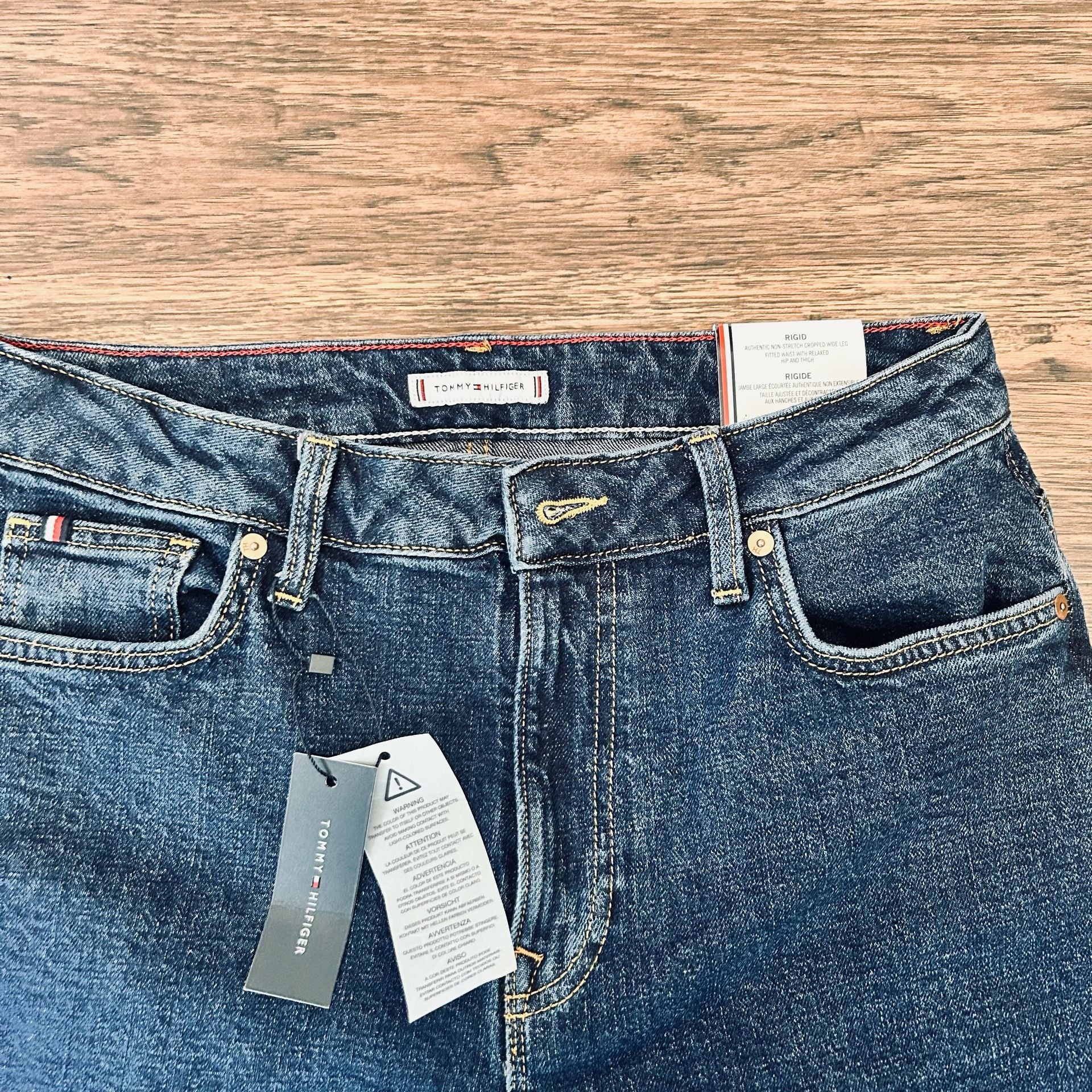Tommy Hilfiger Cropped Wide Leg Jeans Size 6 Blue Denim High Rise 1