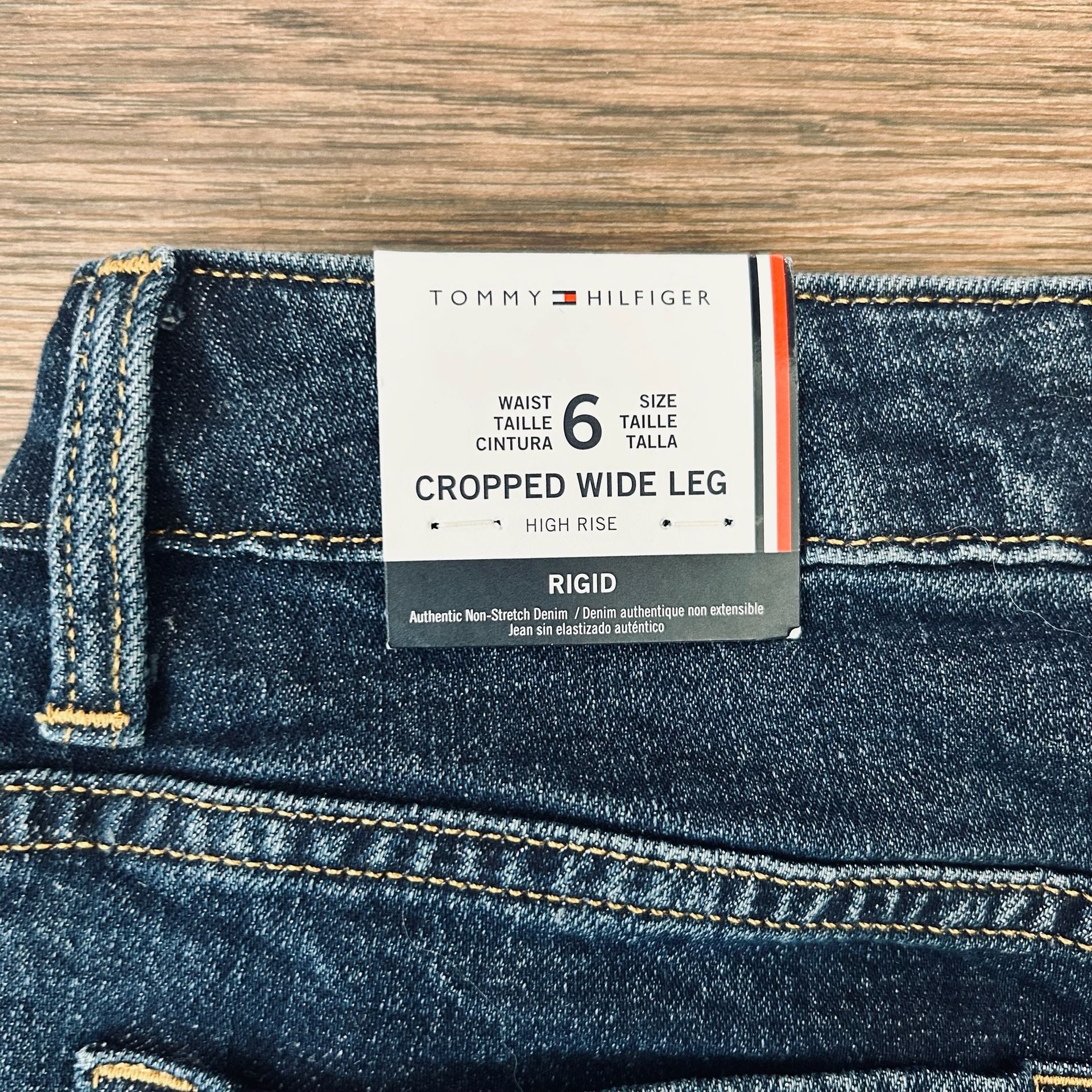 Tommy Hilfiger Cropped Wide Leg Jeans Size 6 Blue Denim High Rise 8