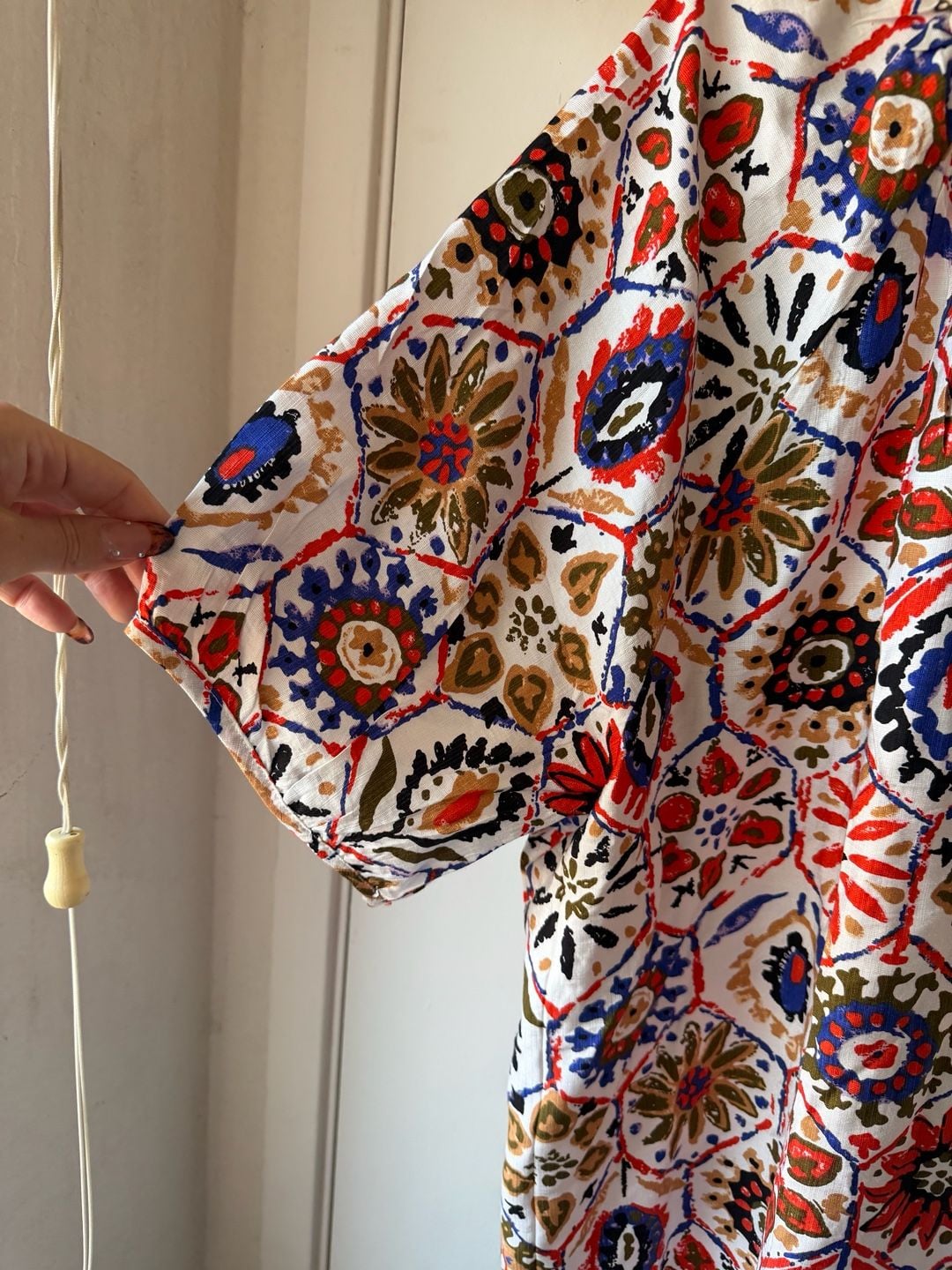 Vivilli Blouse Size XXL Multicolored Geometric Boho Tassel Peasant Top 5