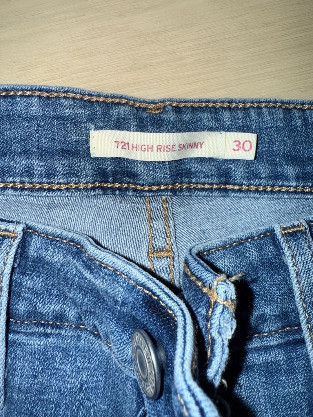 Levi's 721 High Rise Skinny Jeans W30 L30 Blue Denim 5