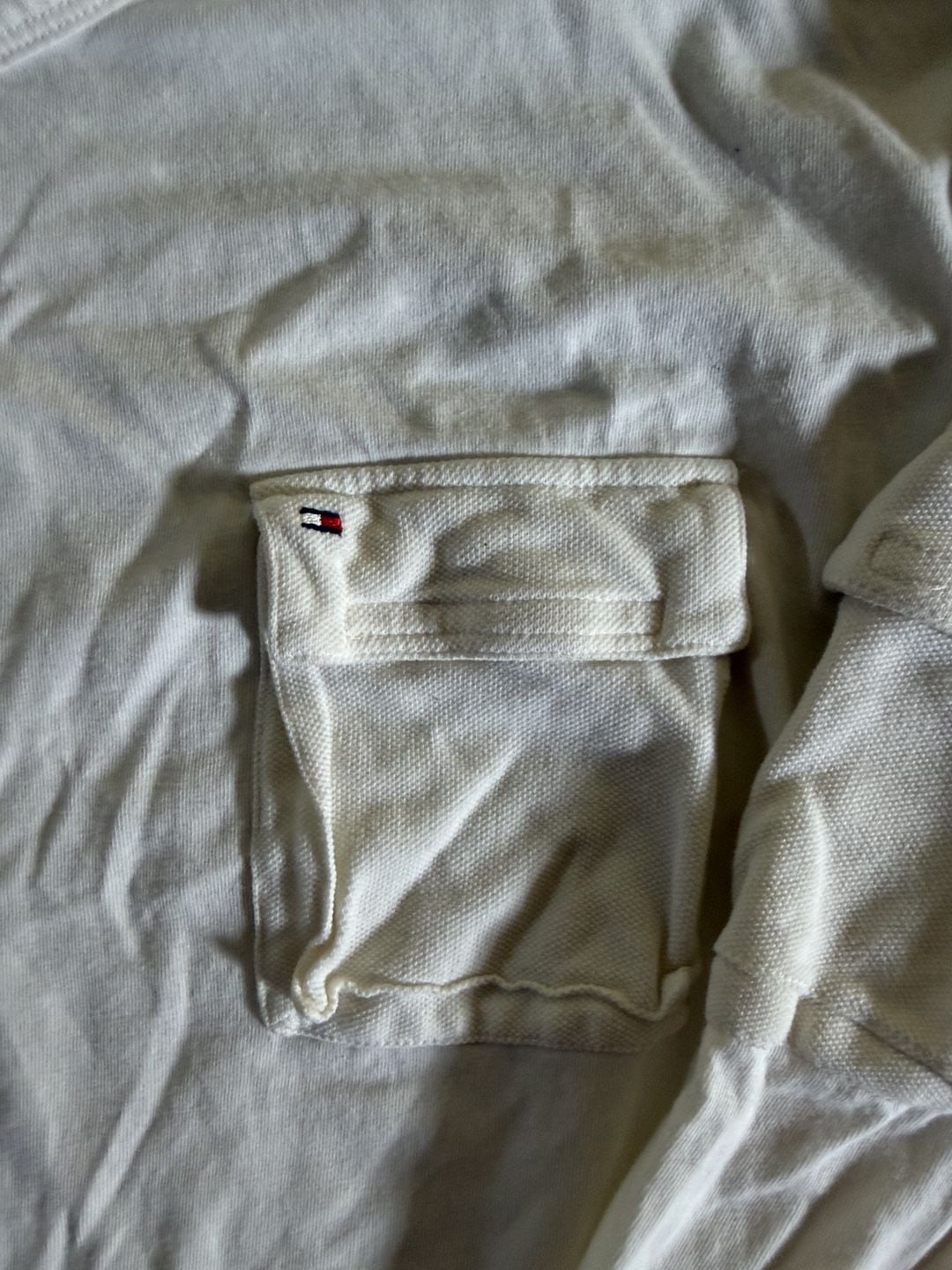 Tommy Hilfiger Long Sleeve Pocket Tee Size M Off White 4