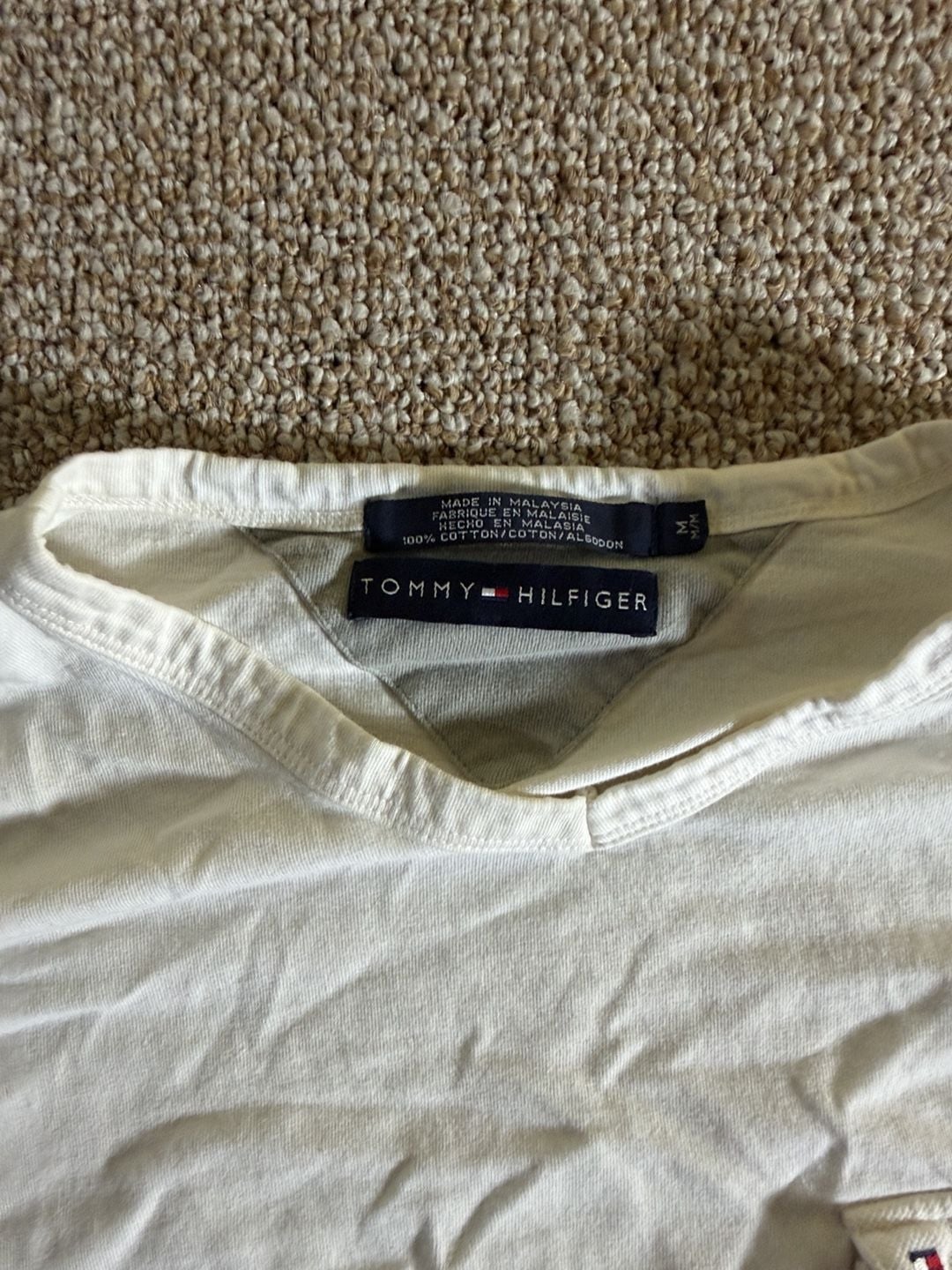 Tommy Hilfiger Long Sleeve Pocket Tee Size M Off White 5