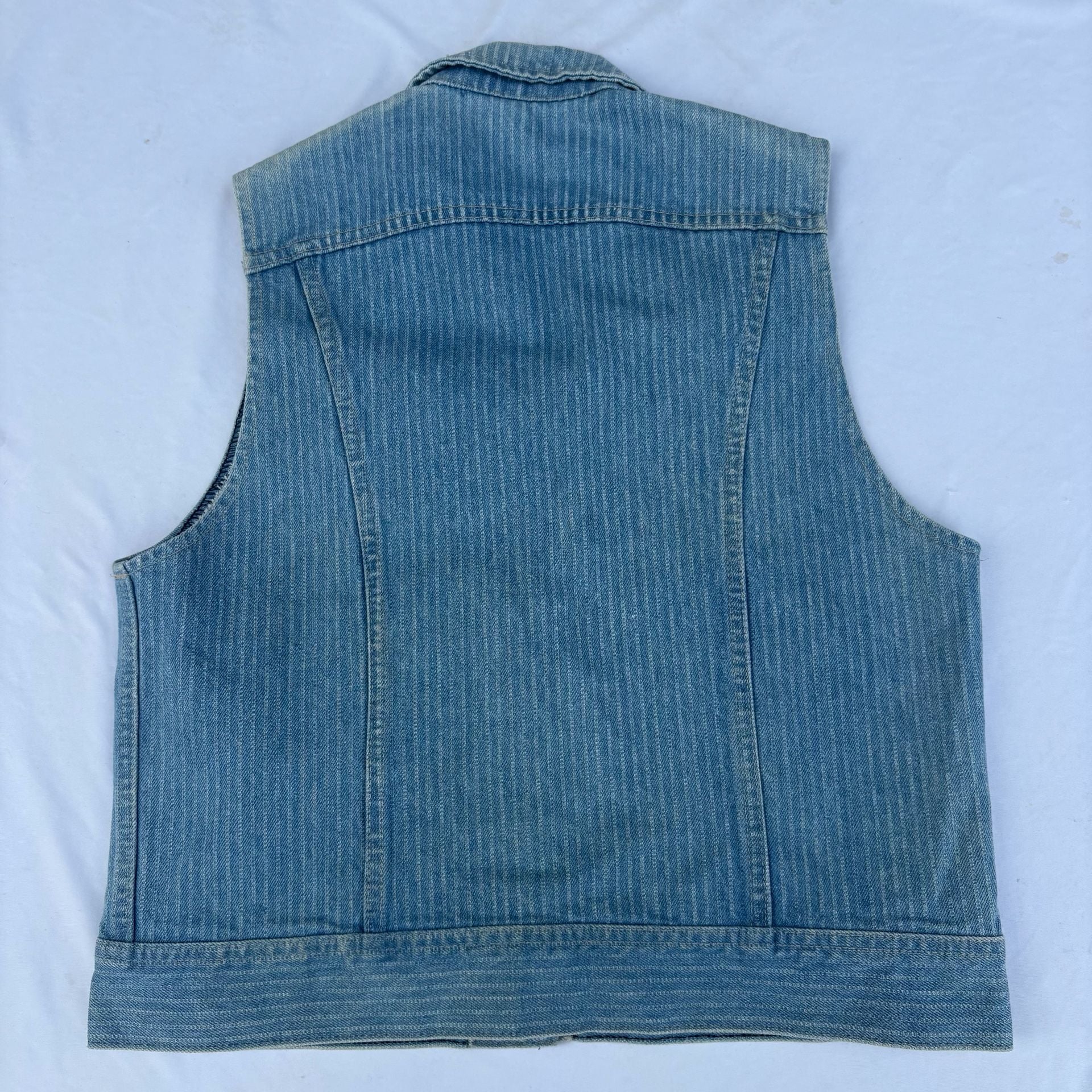 VTG 80s Ms Lee Pinstripe Denim Vest Medium 13/14 Railroad Stripe Made In USA 4