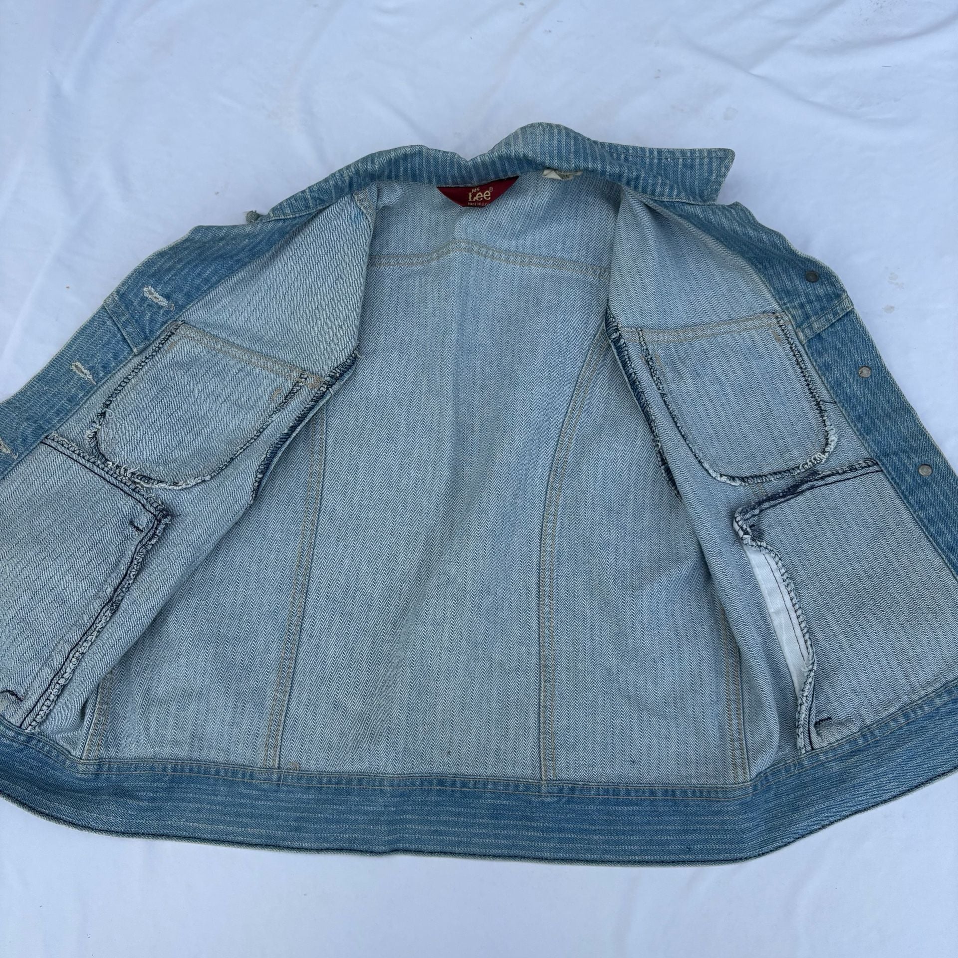VTG 80s Ms Lee Pinstripe Denim Vest Medium 13/14 Railroad Stripe Made In USA 6
