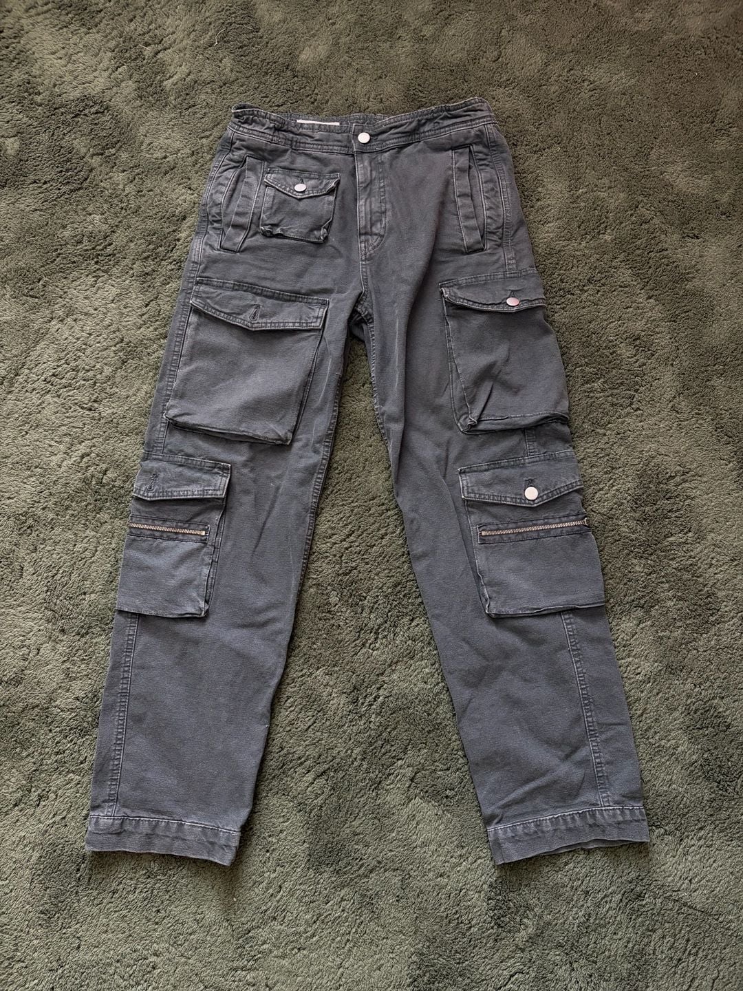 Zara Cargo Pants Size M Grey Multi-Pocket 2