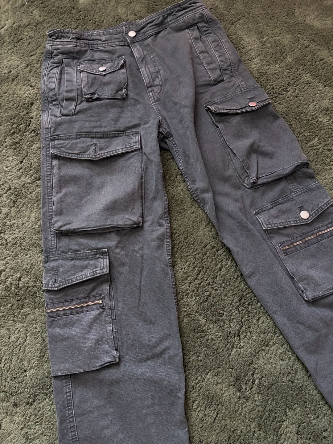 Zara Cargo Pants Size M Grey Multi-Pocket 3