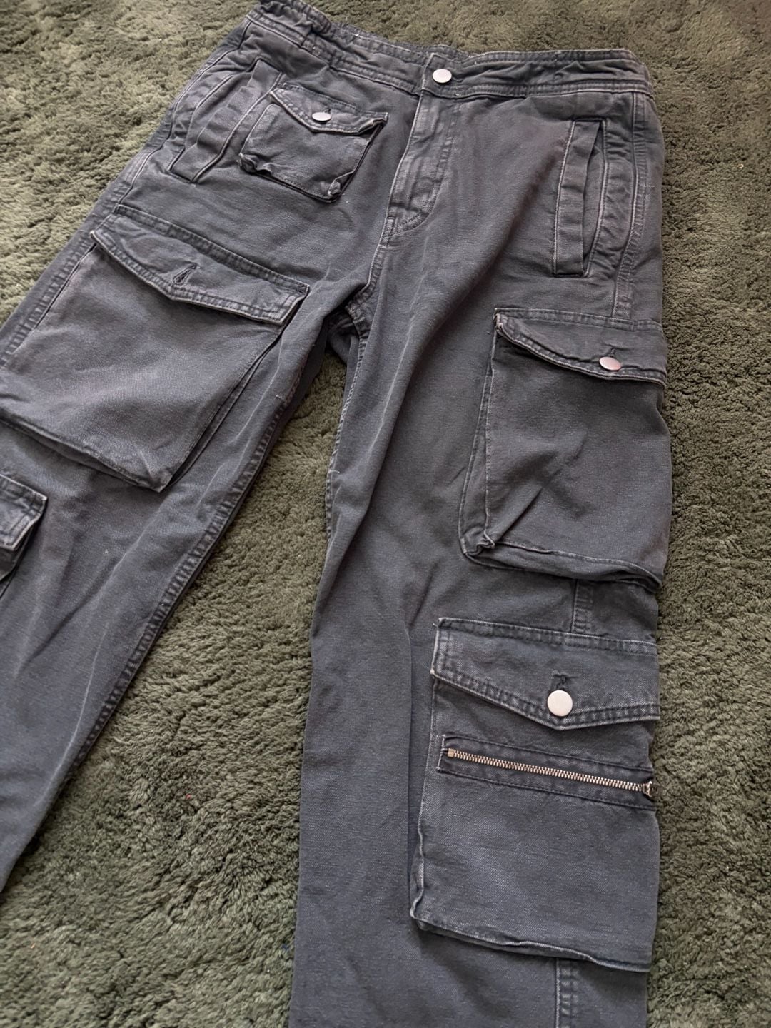 Zara Cargo Pants Size M Grey Multi-Pocket 4