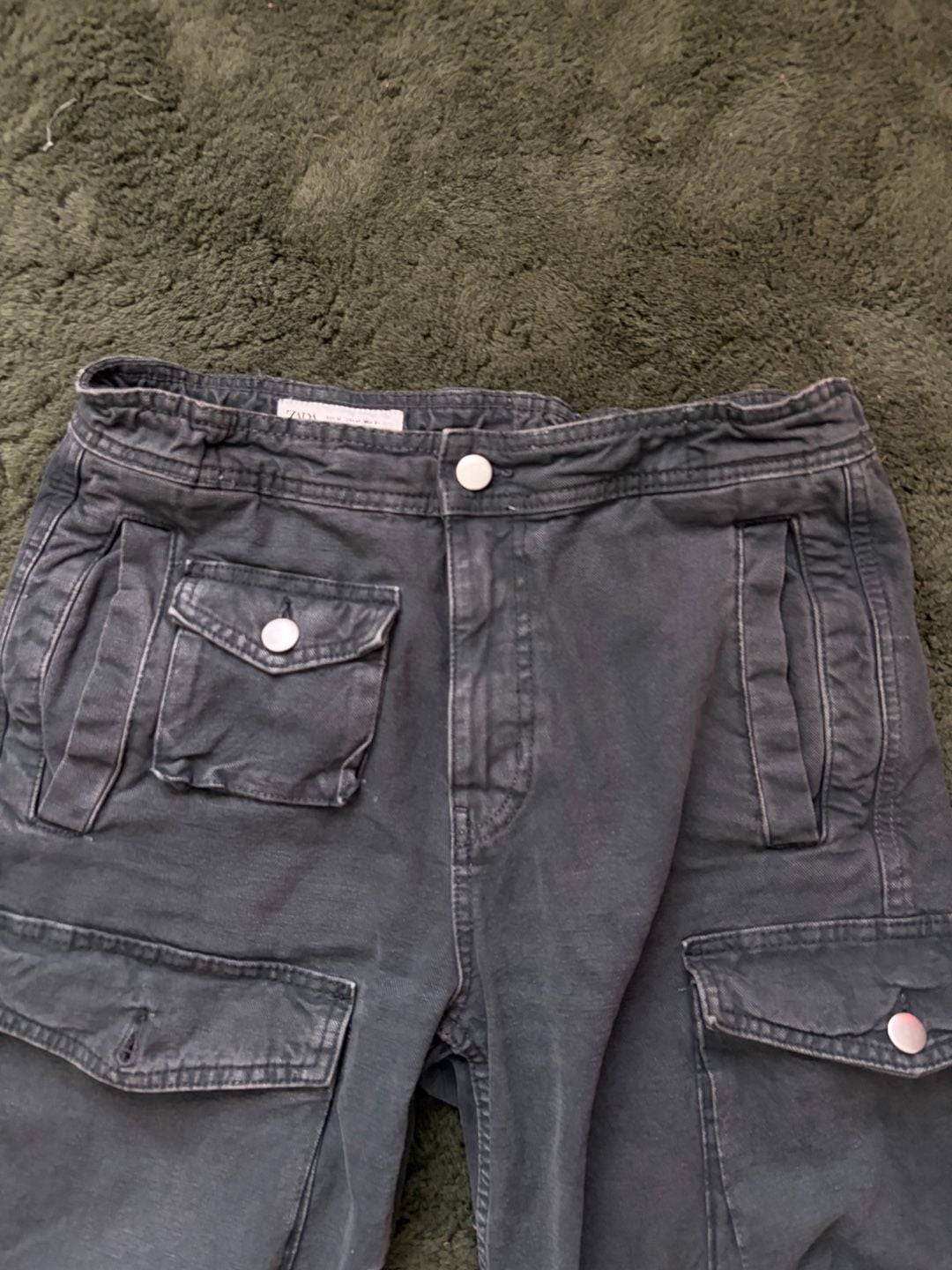 Zara Cargo Pants Size M Grey Multi-Pocket 5