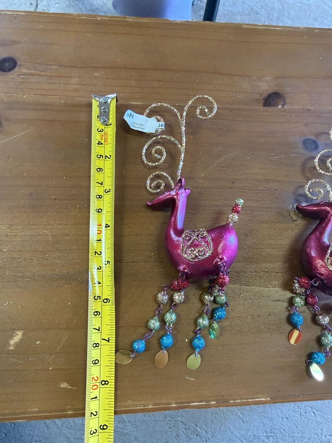 Pink Reindeer Christmas glitter Ornaments Set Of 2 2