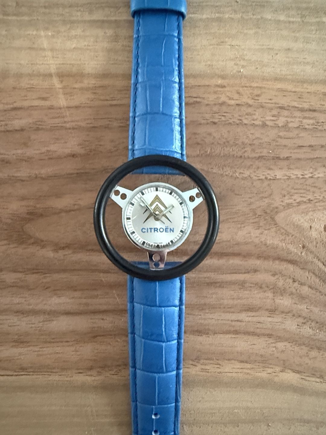 Citroën Steering Wheel Watch Blue Leather Strap Vintage 2