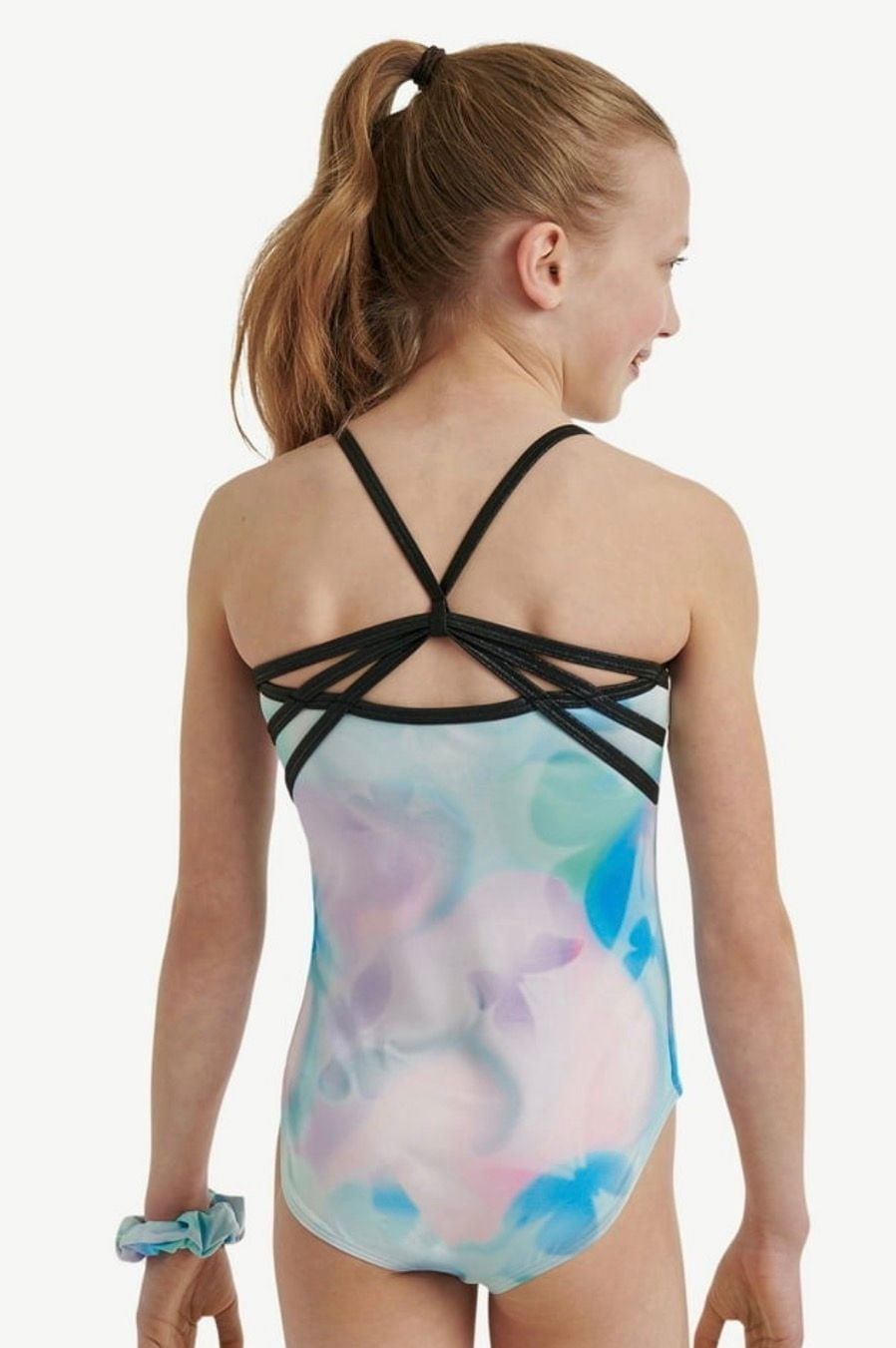 Justice Cloud Dye Leotard Size 12/14 Purple With Scrunchie 5