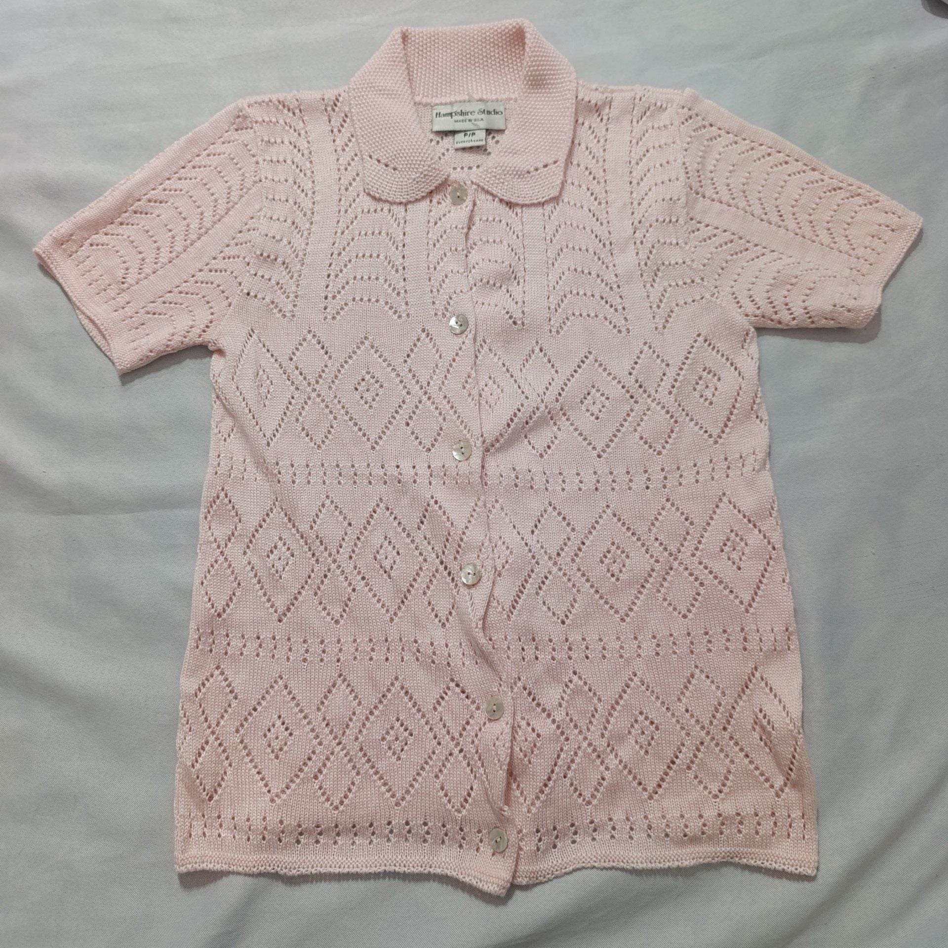Hampshire Studio Knit Polo Shirt Size P/P Pink Acrylic 1