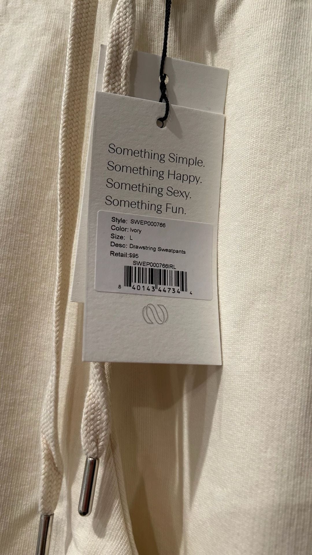 Something Navy Drawstring Sweatpants Size L Ivory Garment Dyed 4