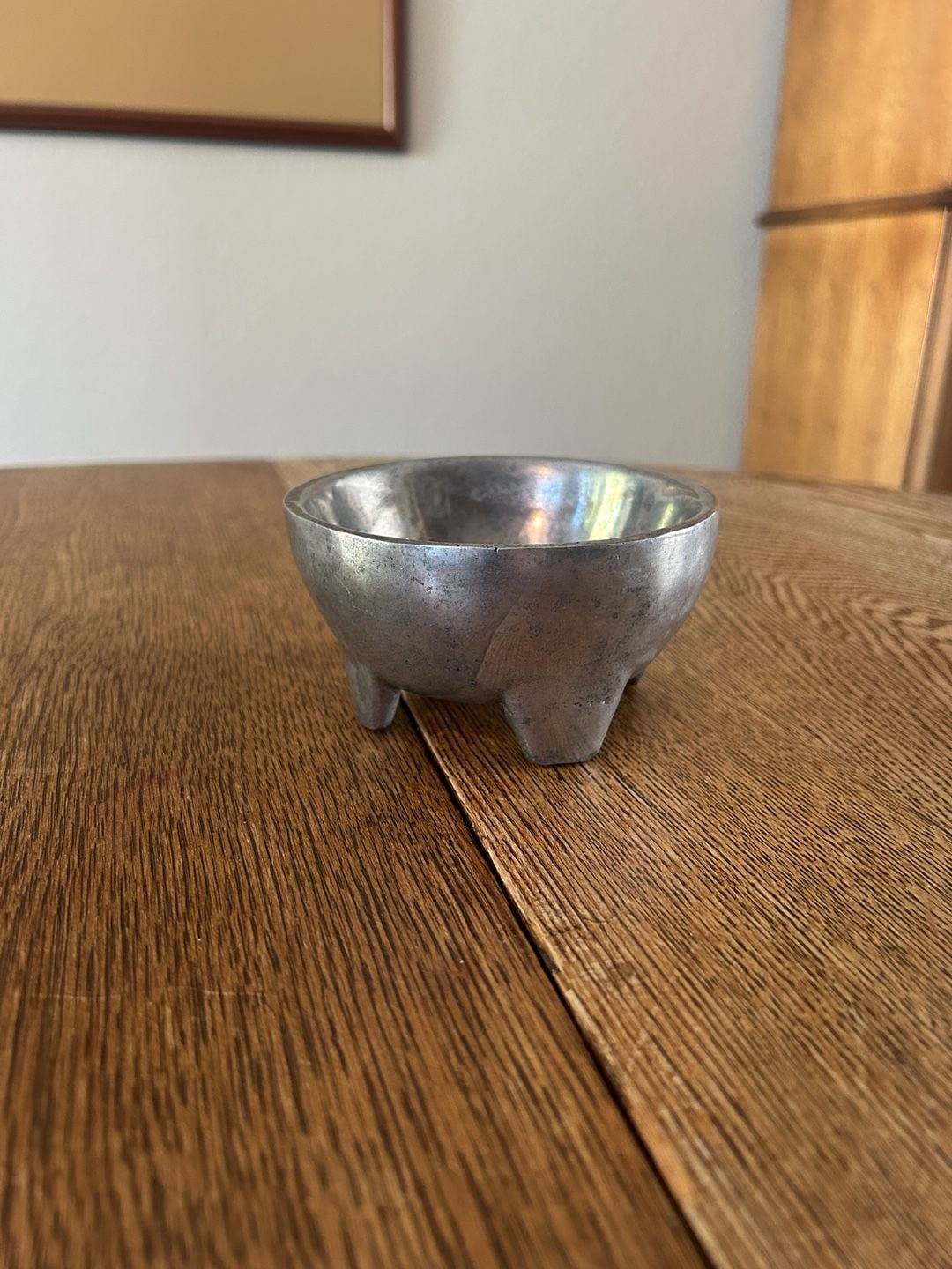 Unbranded Vintage Mexican Aluminum Tripod Footed Bowl Salsa Dipping Dish 1