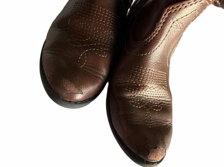 Cat & Jack Cowboy Boots Size 1 Brown Western Zip 3