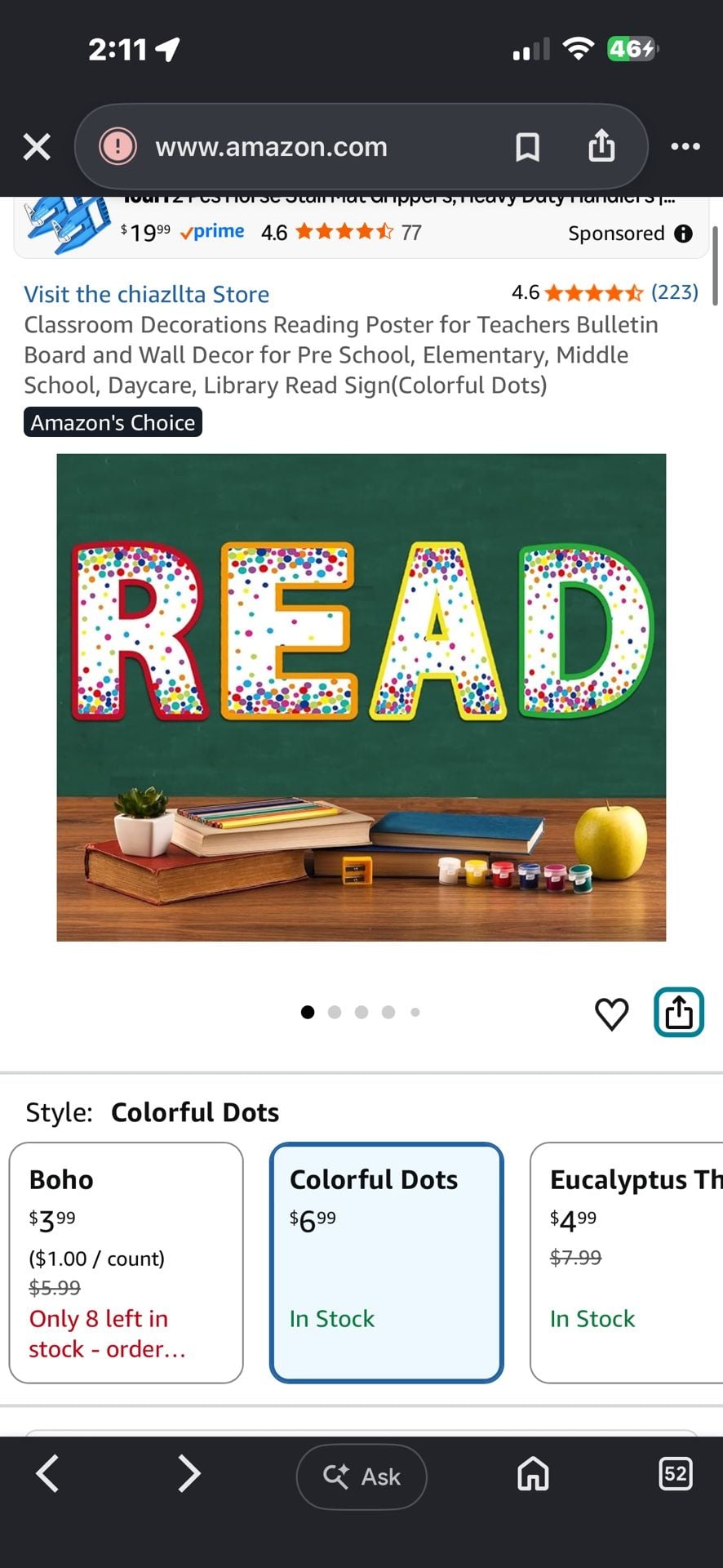 Colorful Polka Dot READ Sign Classroom Wall Bulletin Board Decor 3