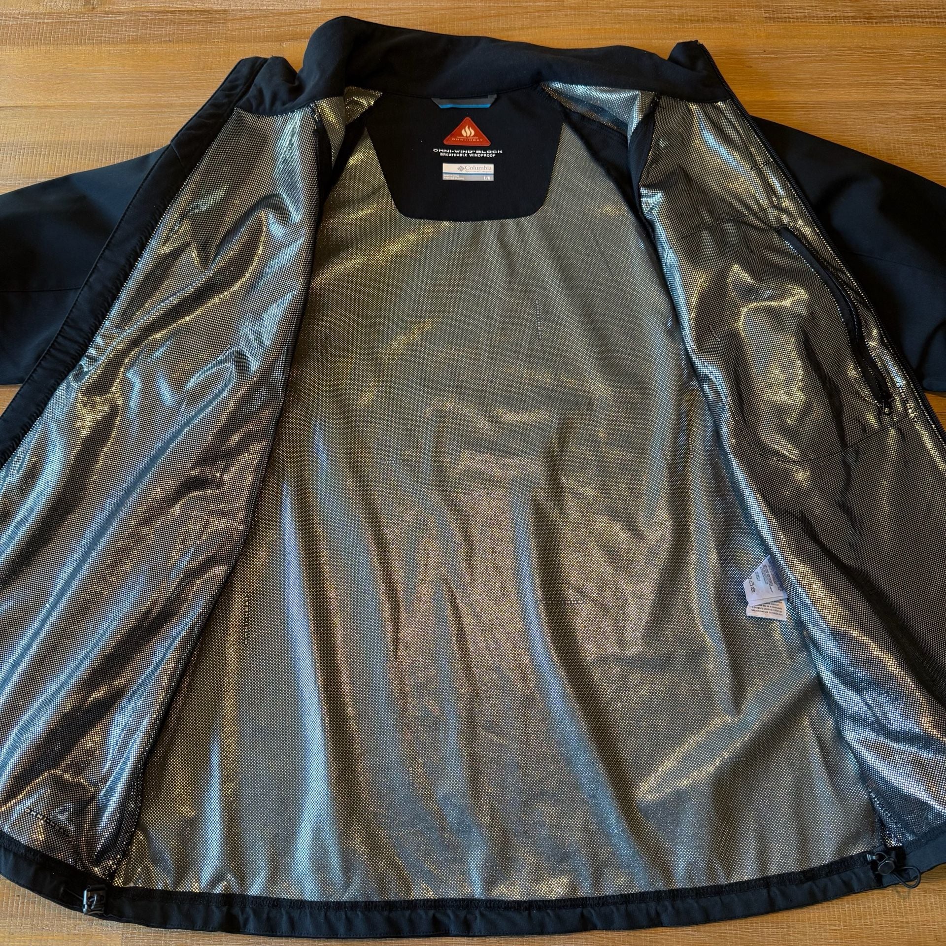 Columbia Omni Heat Jacket Mens Large L Black Softshell Windproof Winter Coat 10