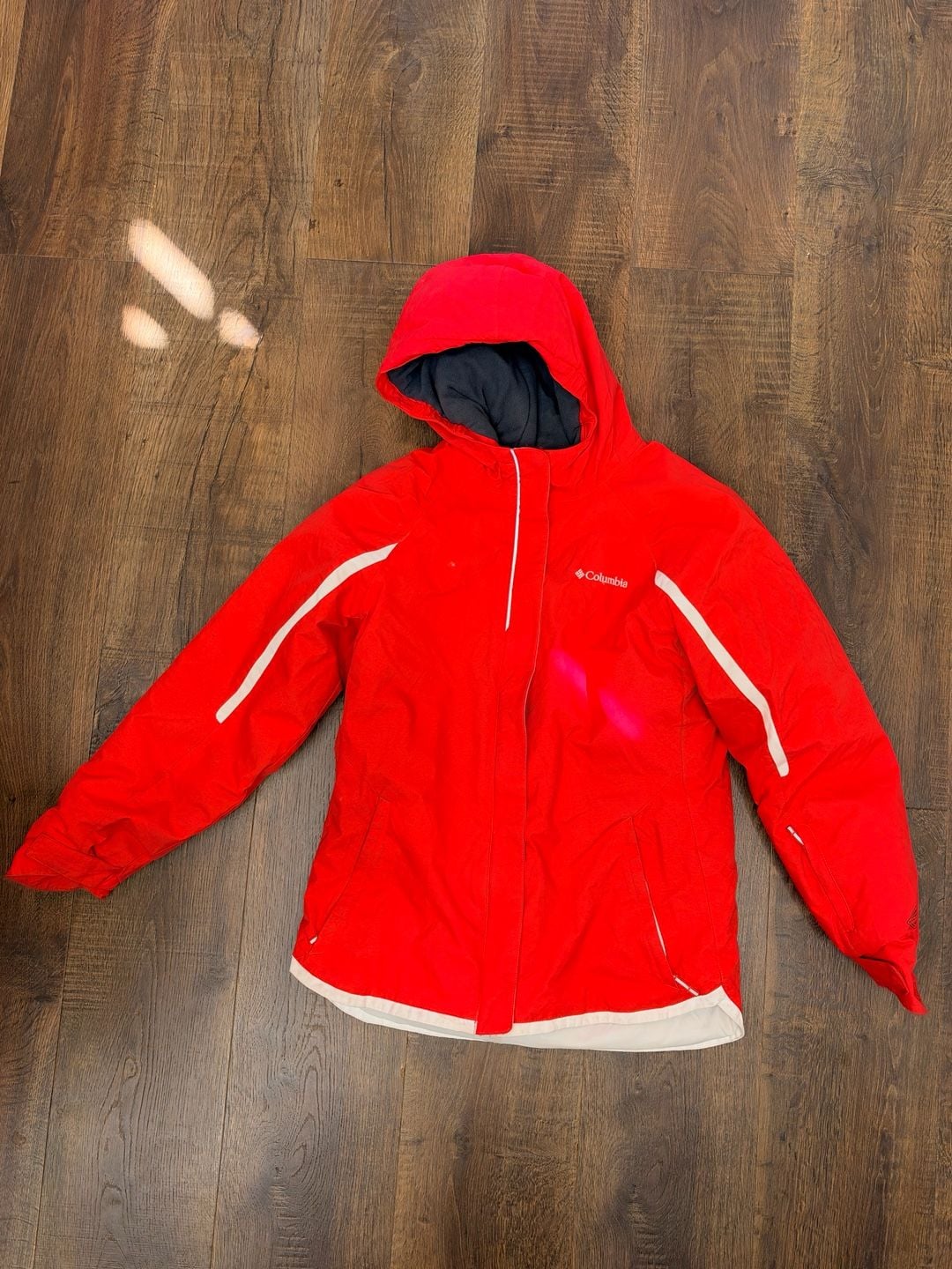 Columbia Omni-Heat Winter Jacket L (14/16) Red White Hooded Ski Snow 2