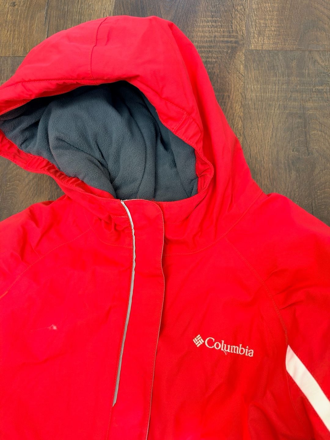 Columbia Omni-Heat Winter Jacket L (14/16) Red White Hooded Ski Snow 3