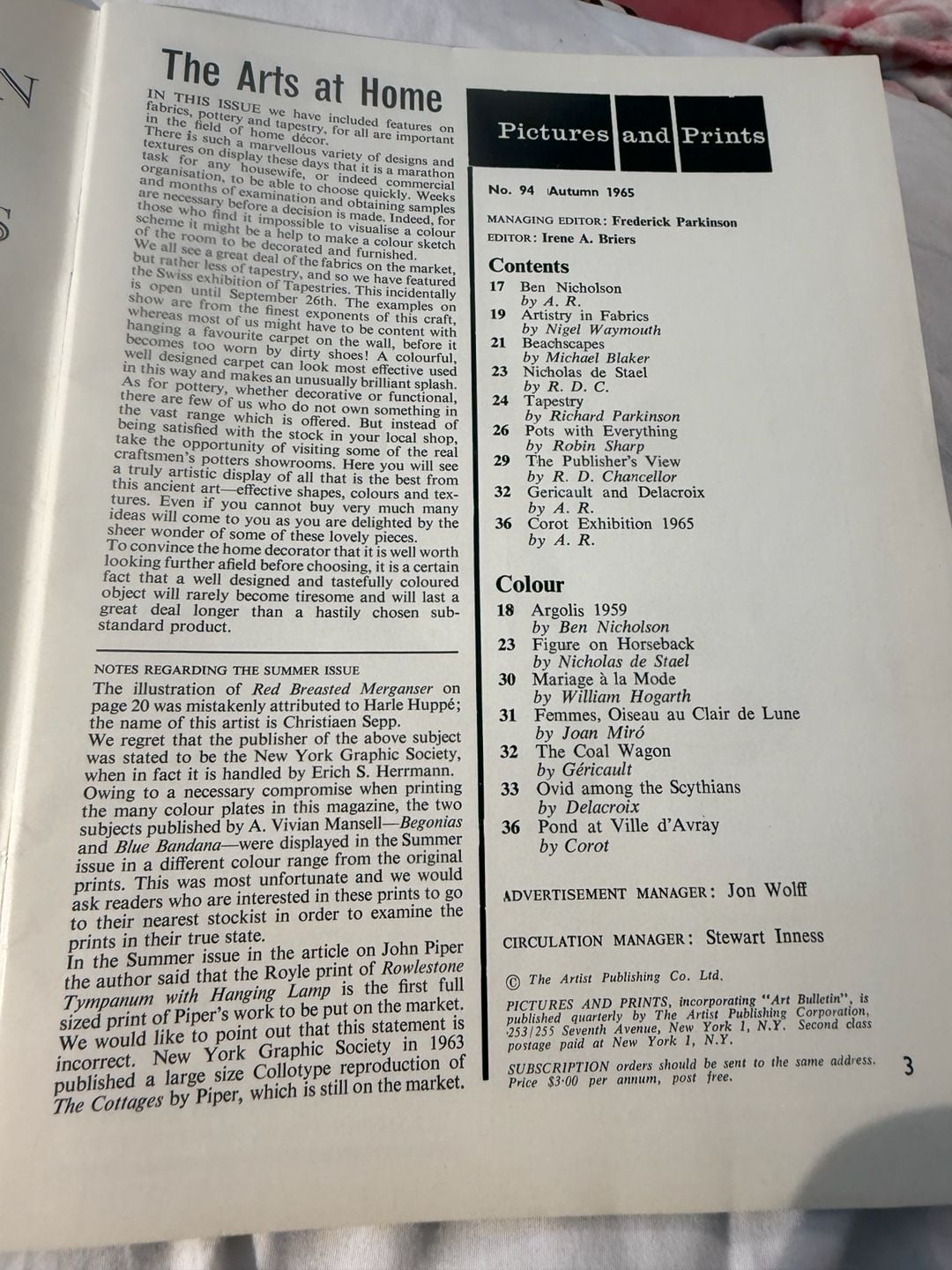 Pictures and Prints Magazine Autumn 1965 No. 94 5